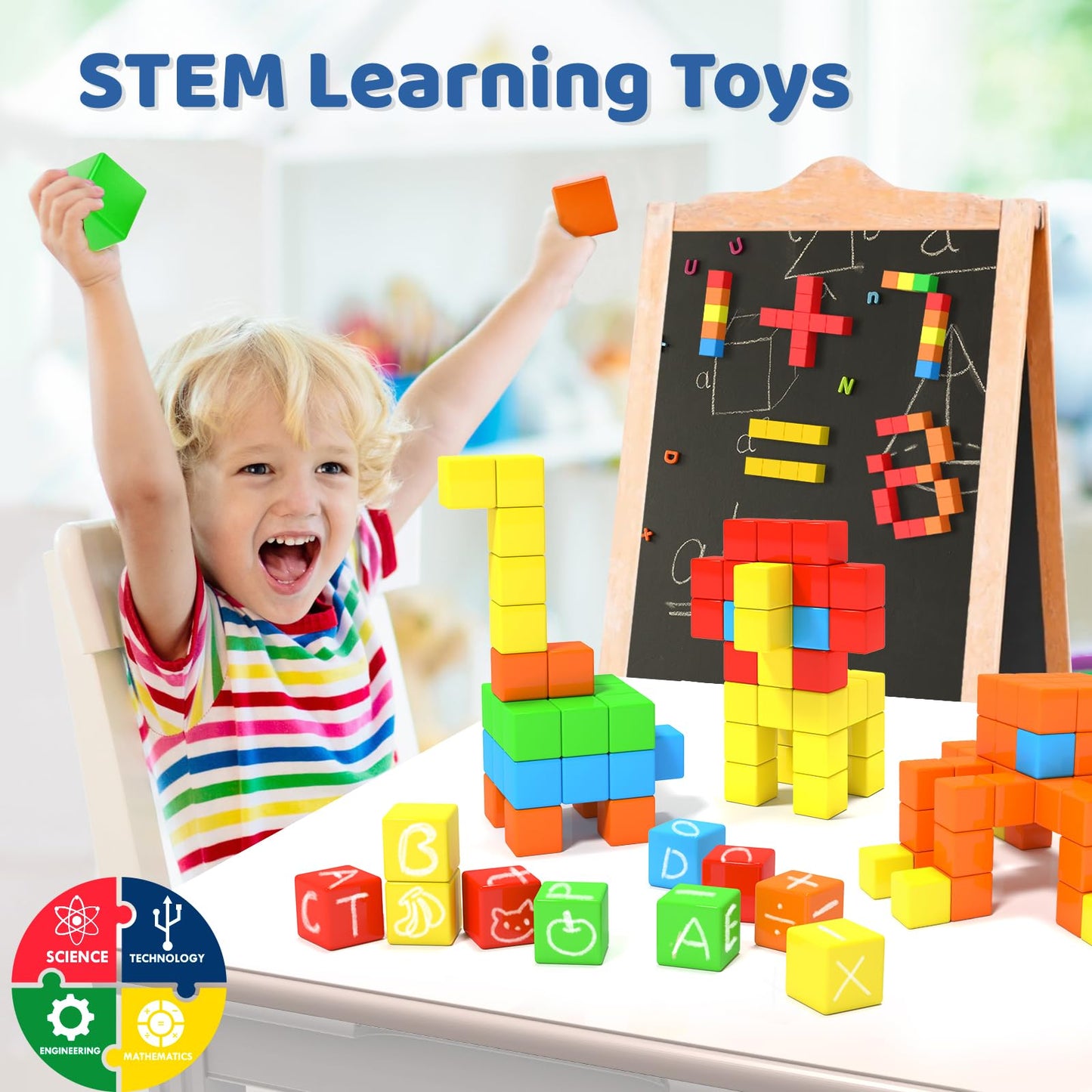 Hiwawind Magnetic Blocks 1.18 inch, Large Magnetic Cube Toy for Sensory STEM Education Preschool Magnet Toys for 3 4 5 6 Year Old Boys and Girls,Christmas Birthday Gifts for Kids Age 3+