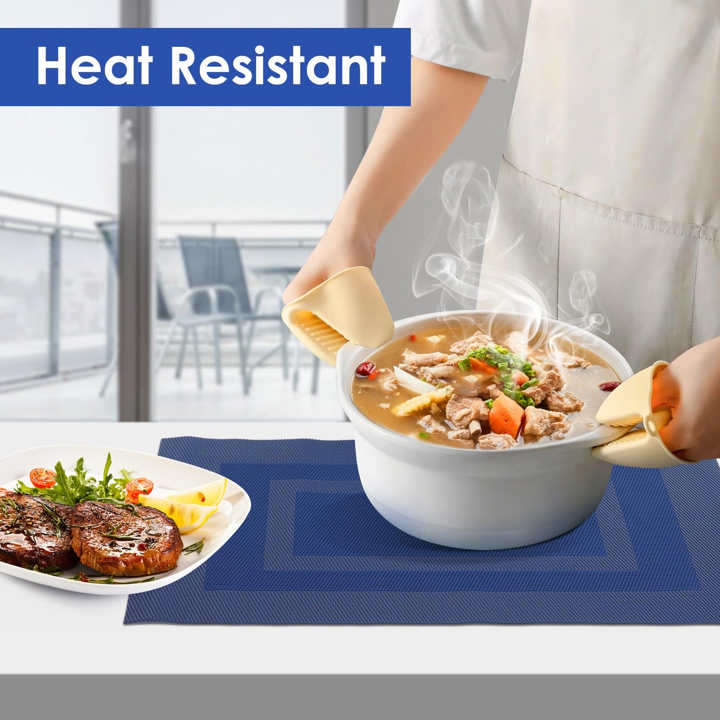 6 Pack Wipeable PVC Placemats for Dining