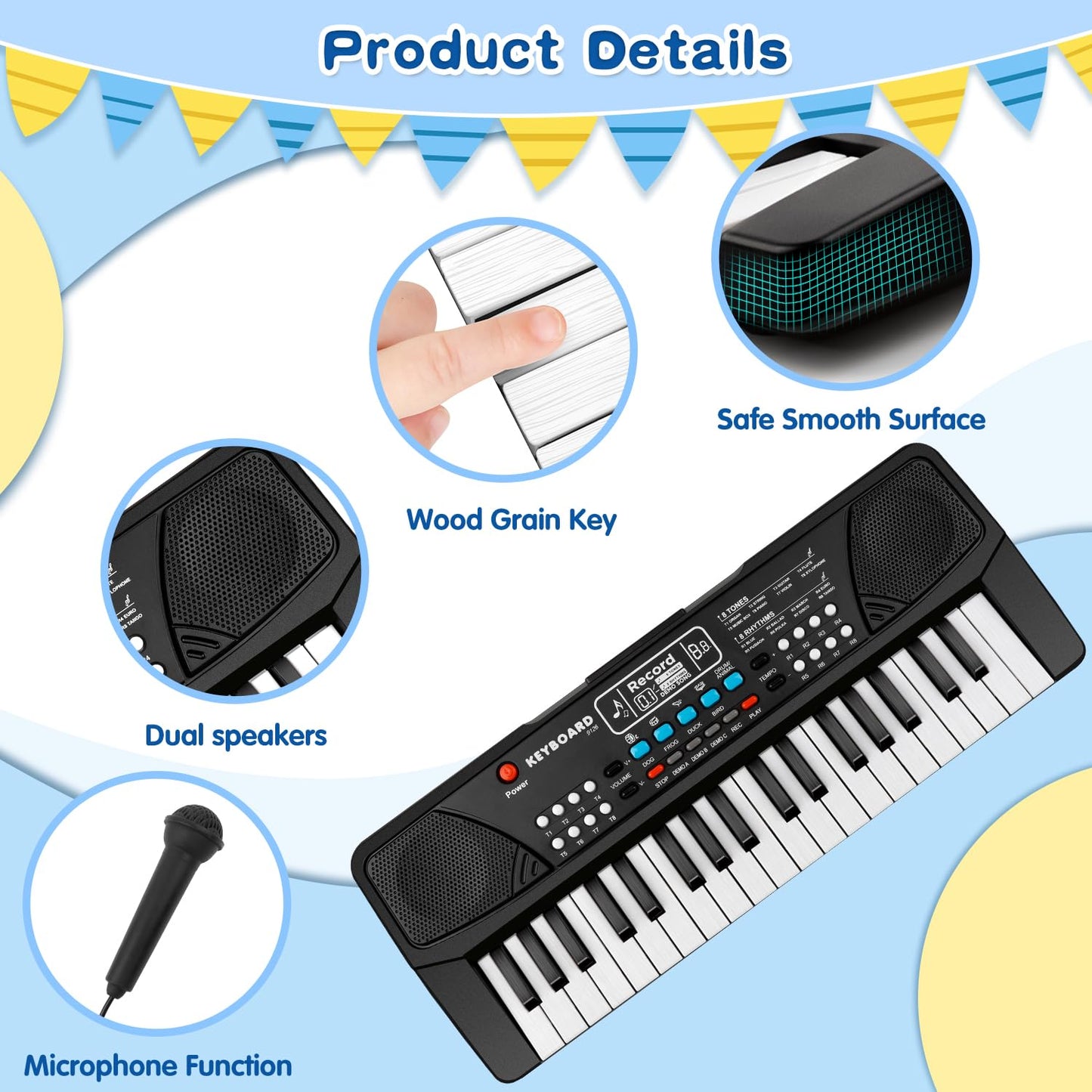 37 Key Piano for Kids Upgrade Piano Keyboard Music Toys for 3+ Year Old Piano Keyboard for Beginners Kids Musical Instruments Toys for 3 4 5 6 Year Old Boys Girls Gifts