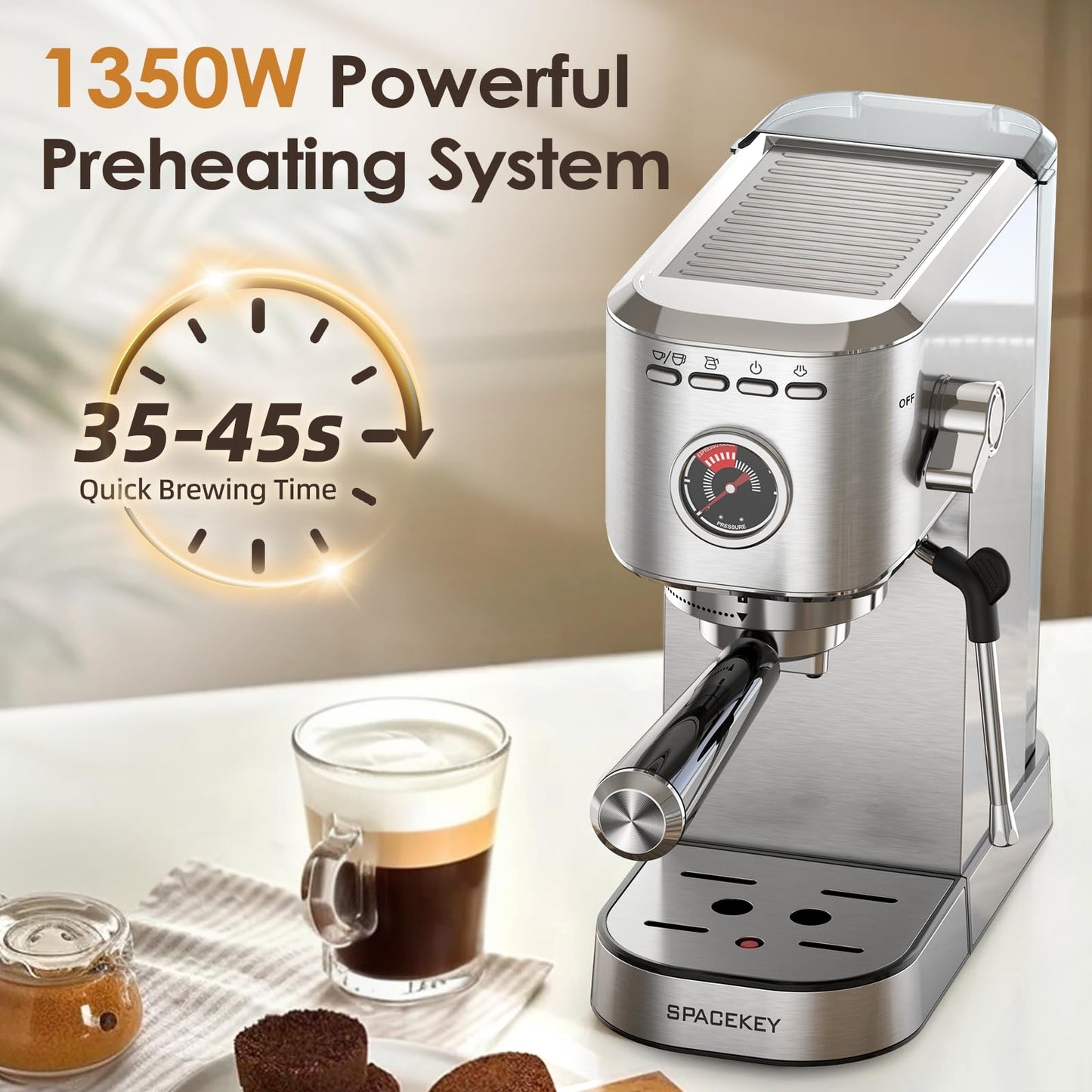 Spacekey 20 Bar Espresso Machine with Frother