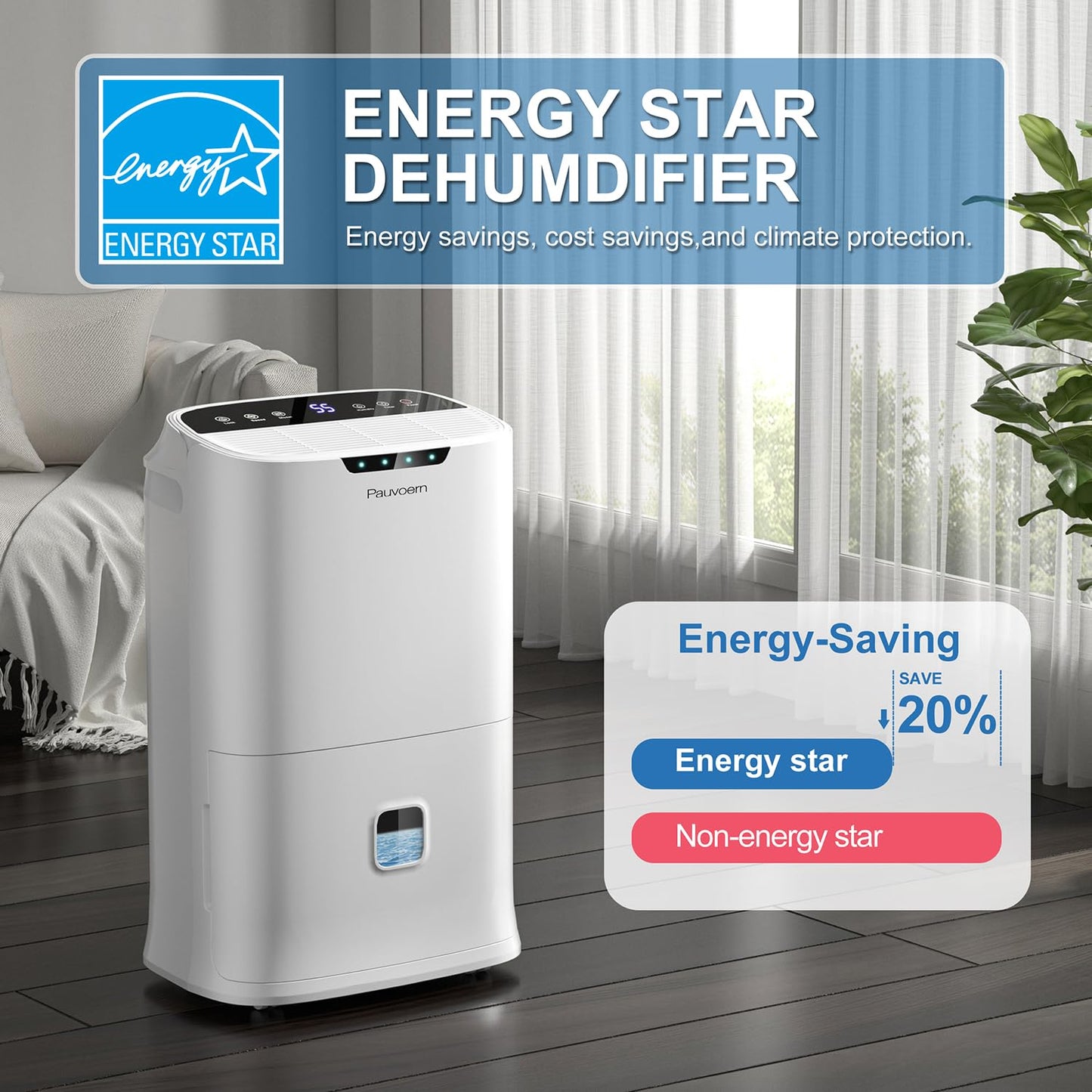 90 Pint Pauvoern Smart Wifi Dehumidifier for Home