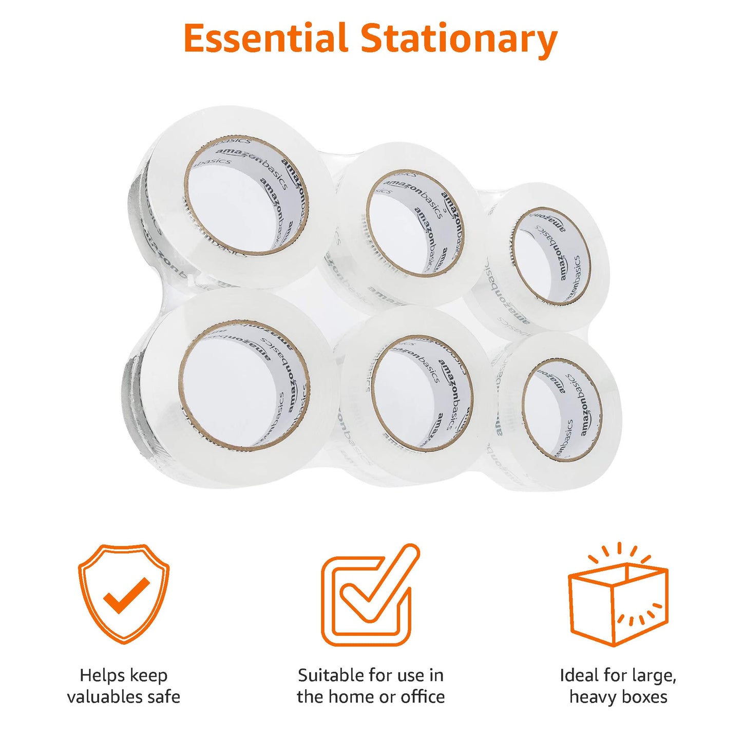 Amazon Basics Packing Tape, Designed for Moving, Storage and Packing, Shipping and Mailing, 1.88-Inch Wide x 109 Yards, Crystal Clear, 6-Pack