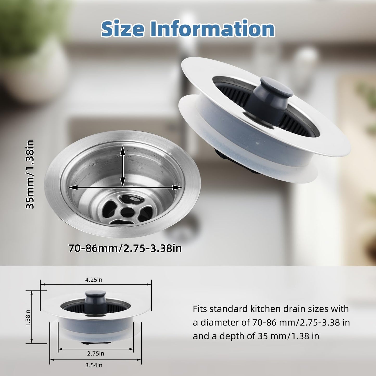 iFealClear 3-in-1 Kitchen Sink Strainer Stopper
