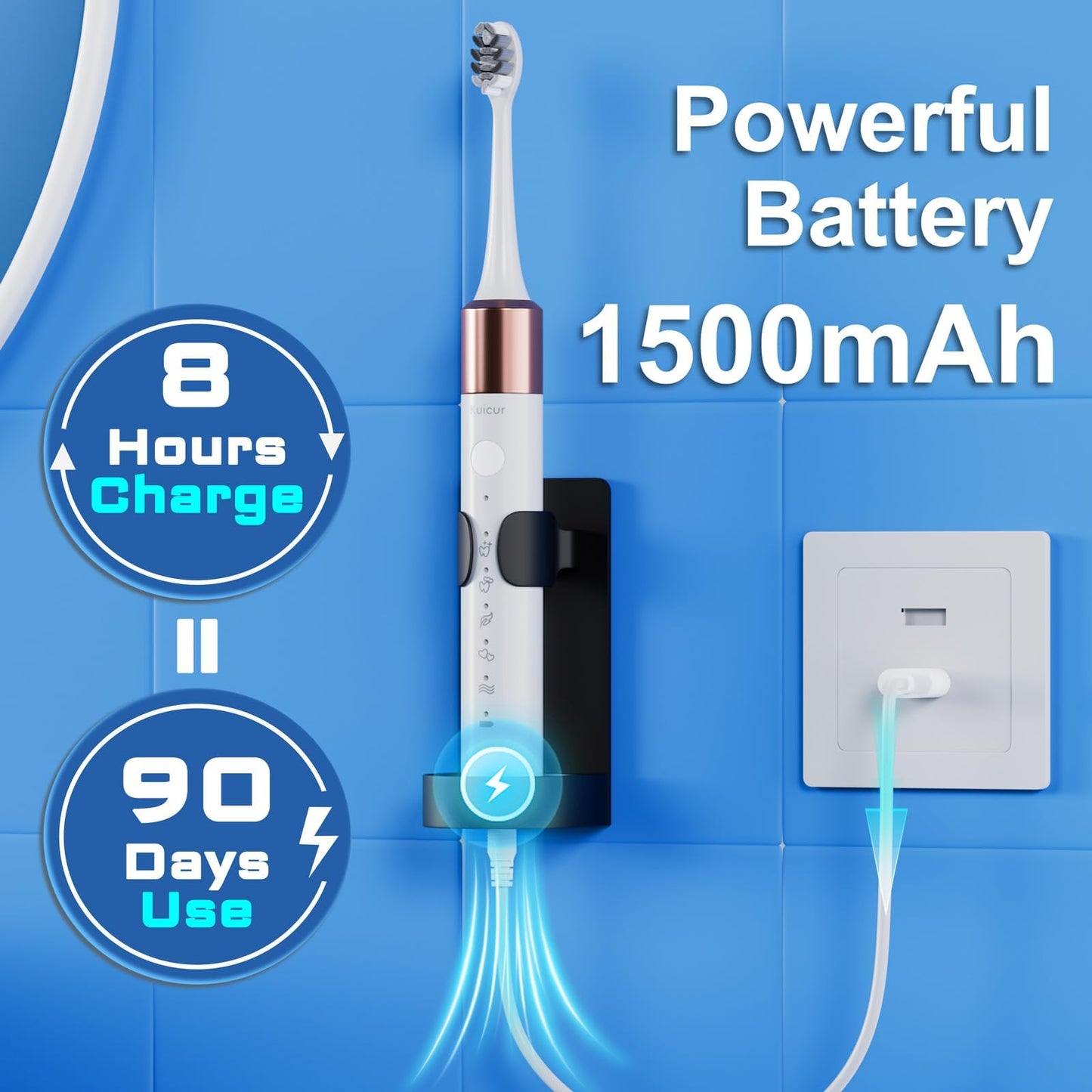 Electric Toothbrush with 10 Brush Heads & Travel Case