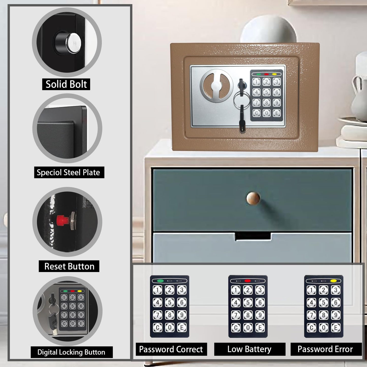 Digital Security Safe Box for Home Office