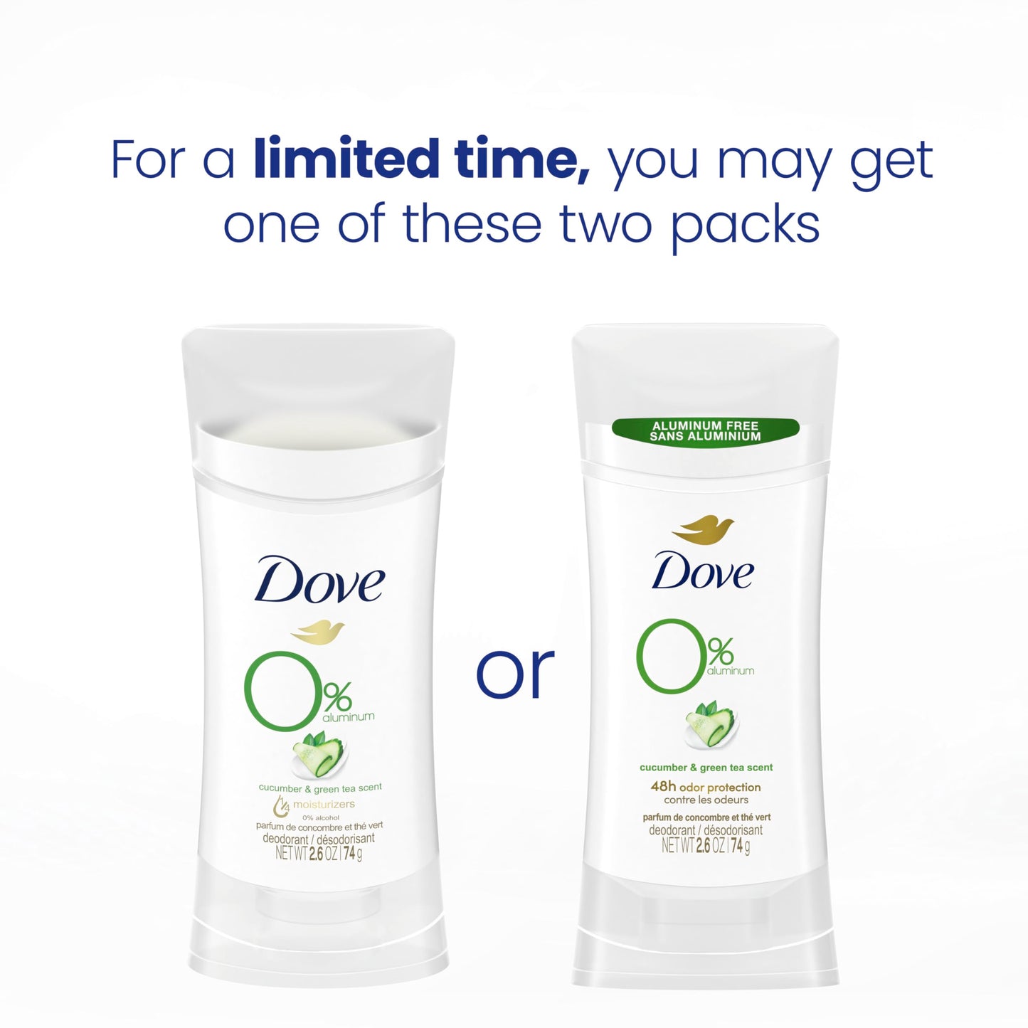 Dove Aluminum Free Deodorant Stick, Cucumber Tea