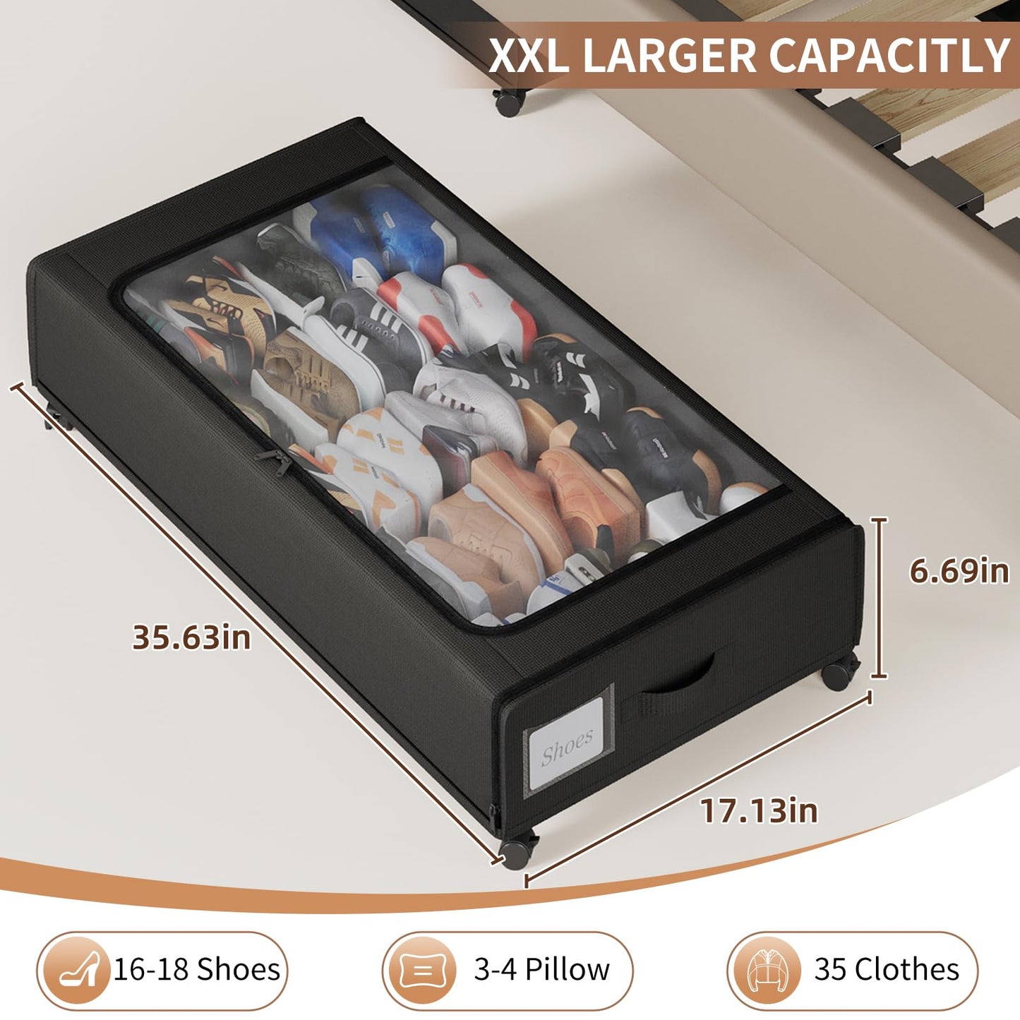 66L Under Bed Storage Organizer with Wheels