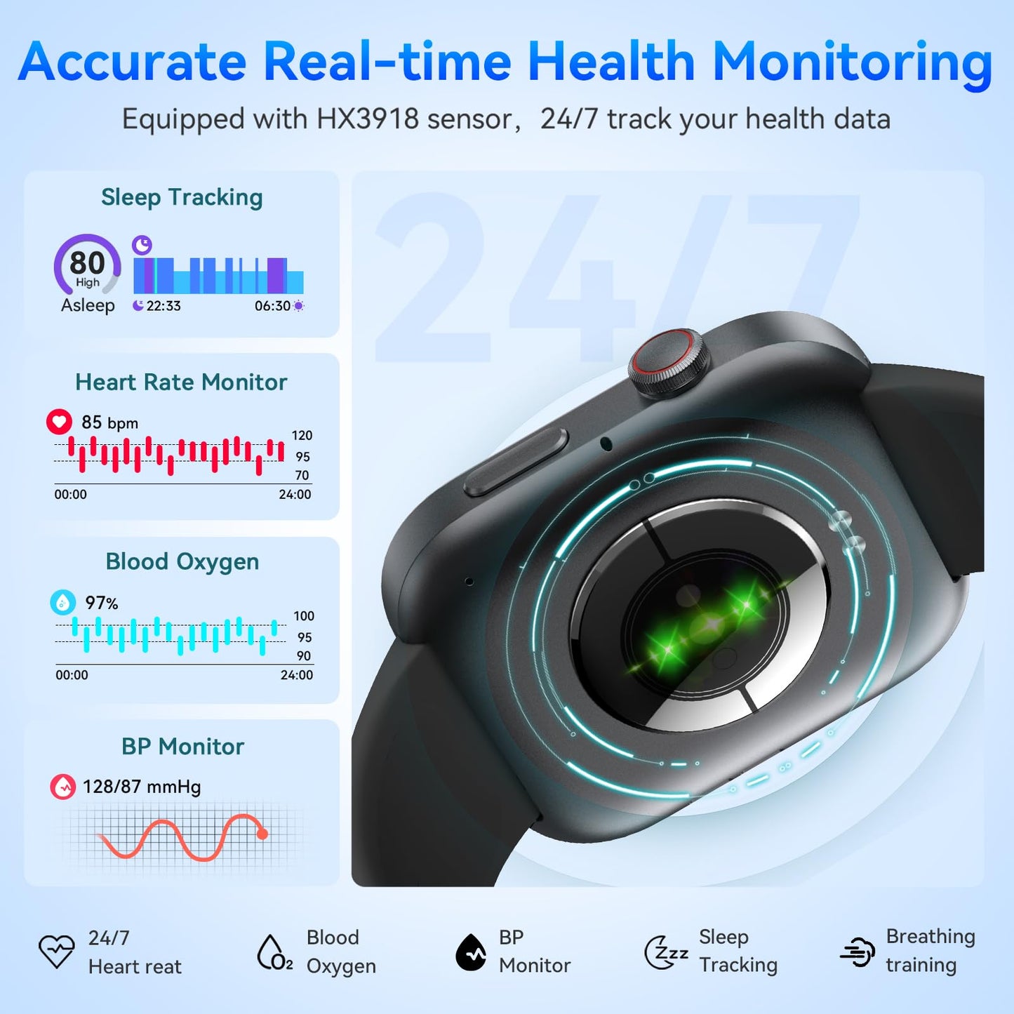 Smart Watch with Health Monitor & Sports Modes