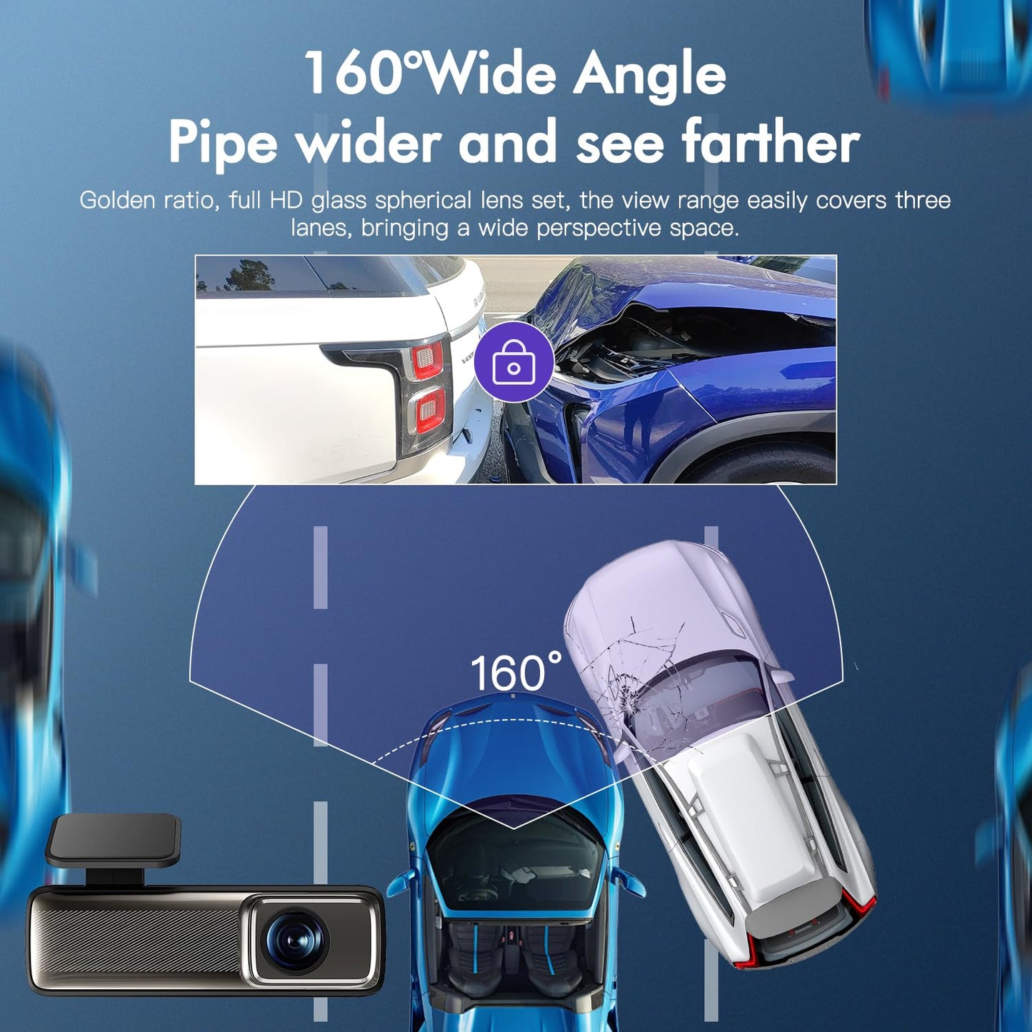 COCDLAN Dash Cam 2K 1440P WiFi Car Camera with App, Dash cam with Night Vision,160°Wide Angle WDR,Loop Recording,Free 64GB SD Card,24 Hrs Parking Mode