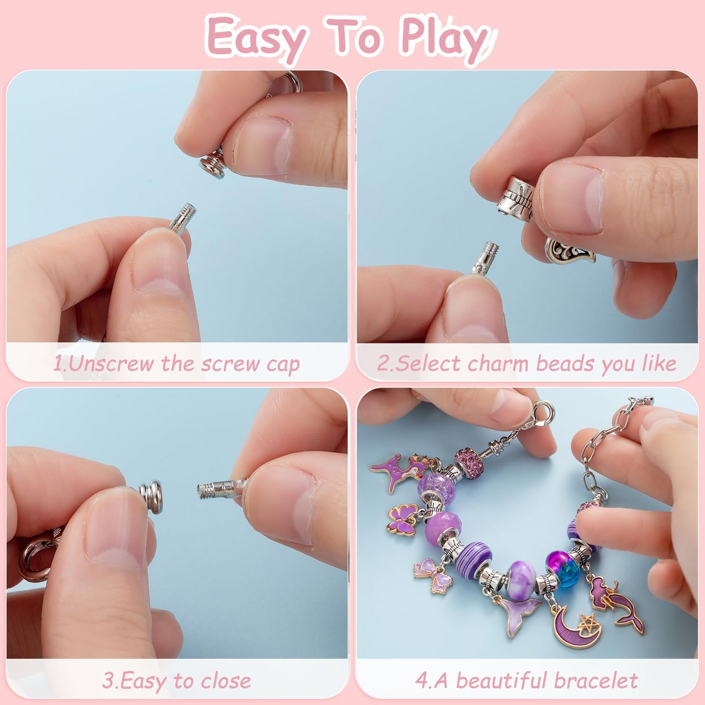 Niatsume Charm Bracelet Making Kit Jewelry Making Kit for Girls 8-12 Beads for Bracelets Friendship Bracelet Kit Gifts for 4 5 6 7 8 9 10 11 12 Year Old Girl(T5)