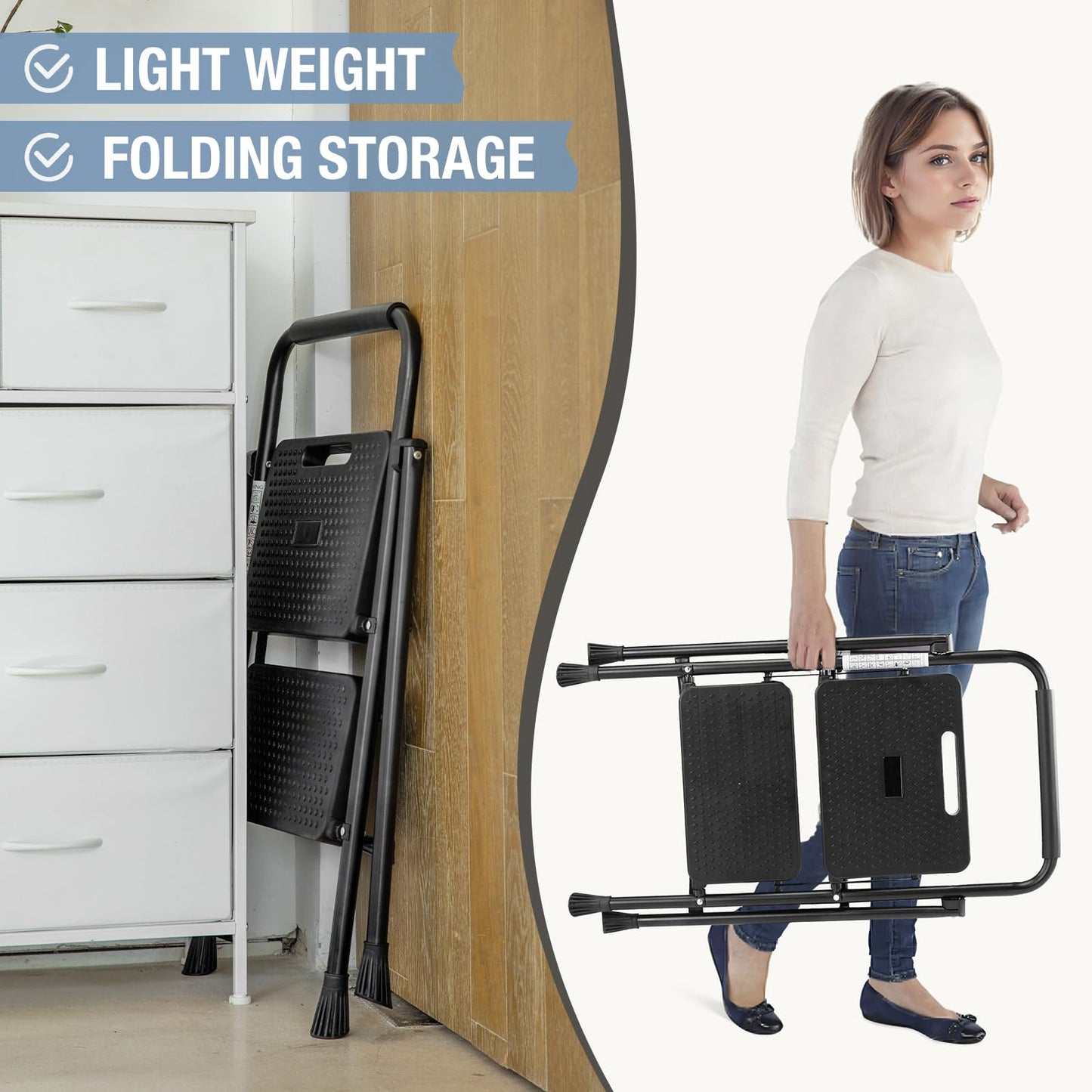 DUMOS 2-Step Heavy Duty Folding Ladder