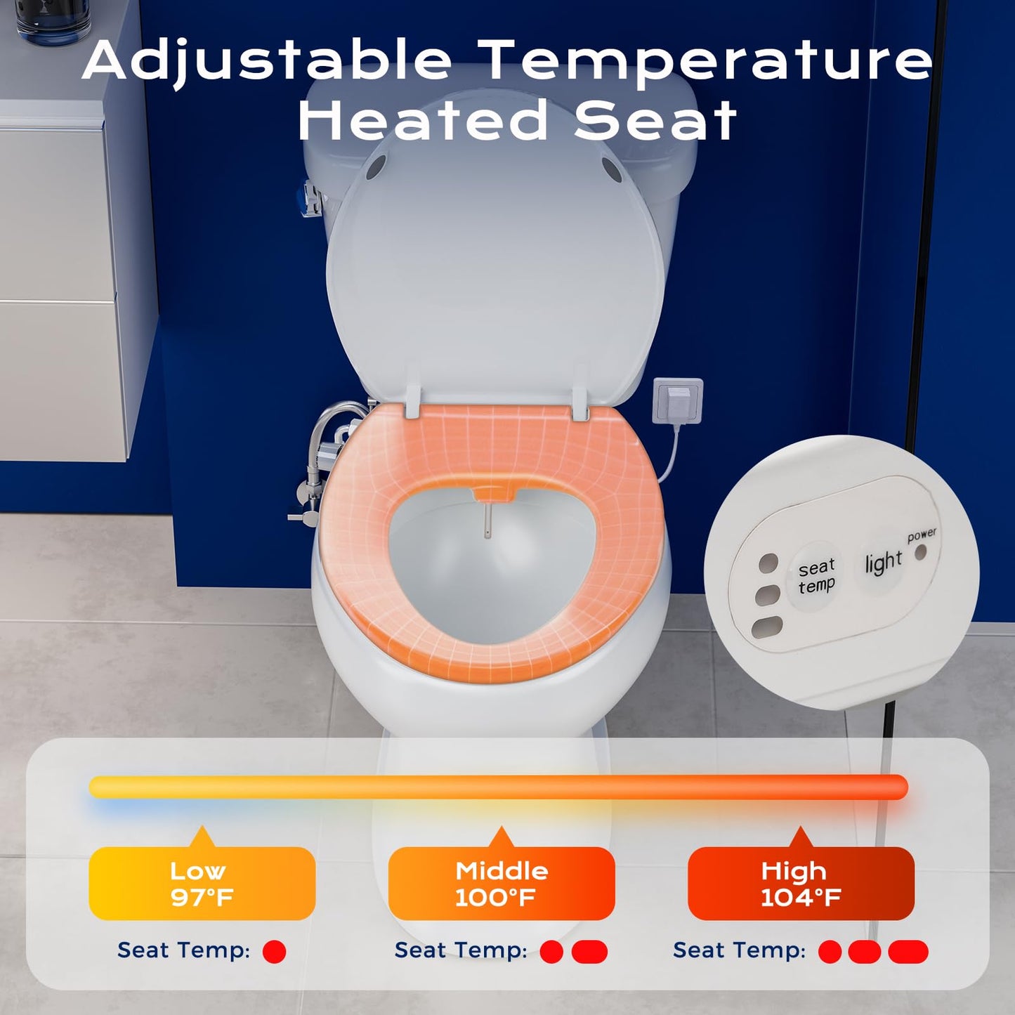 Heated Elongated Toilet Seat with Night Light