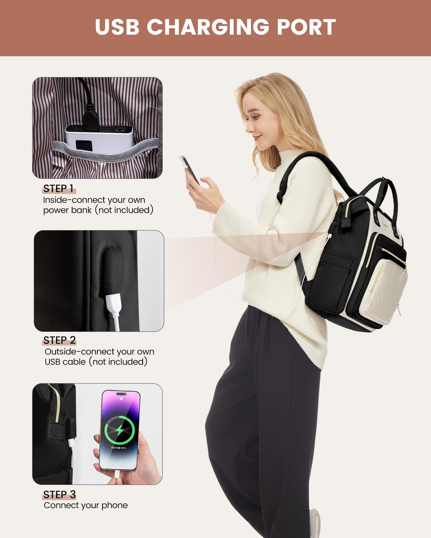 LOVEVOOK 15.6 Inch Laptop Backpack with USB Port
