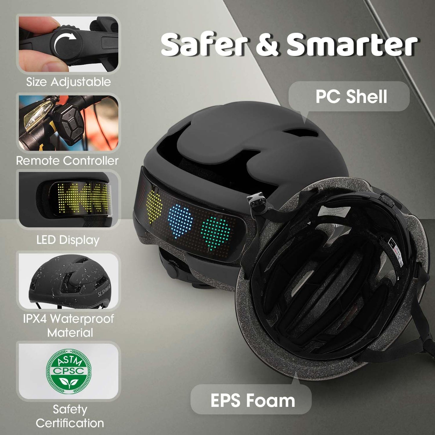 Smart Bike Helmet with LED Lights and APP