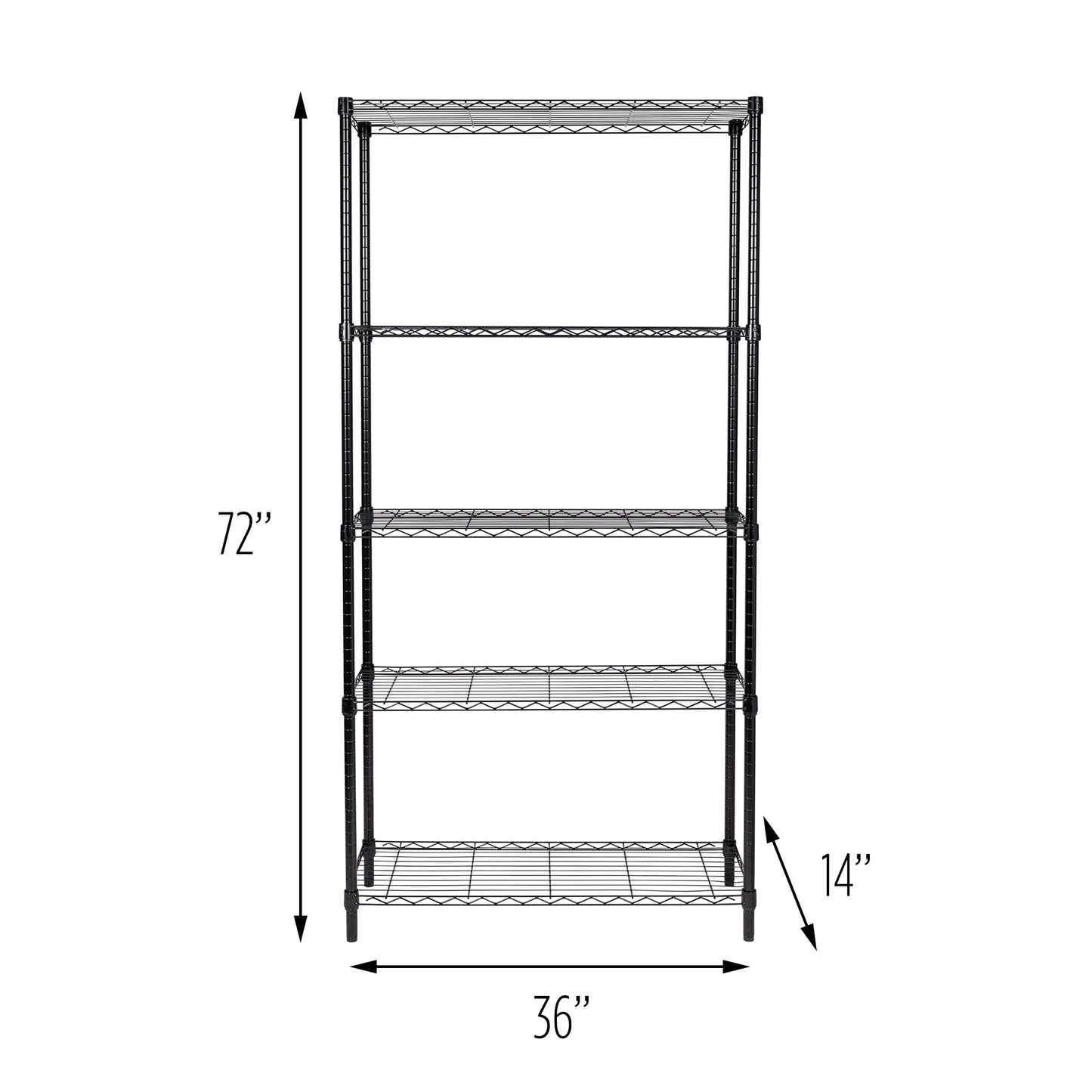 Honey-Can-Do 5-Tier Black Storage Shelving Unit
