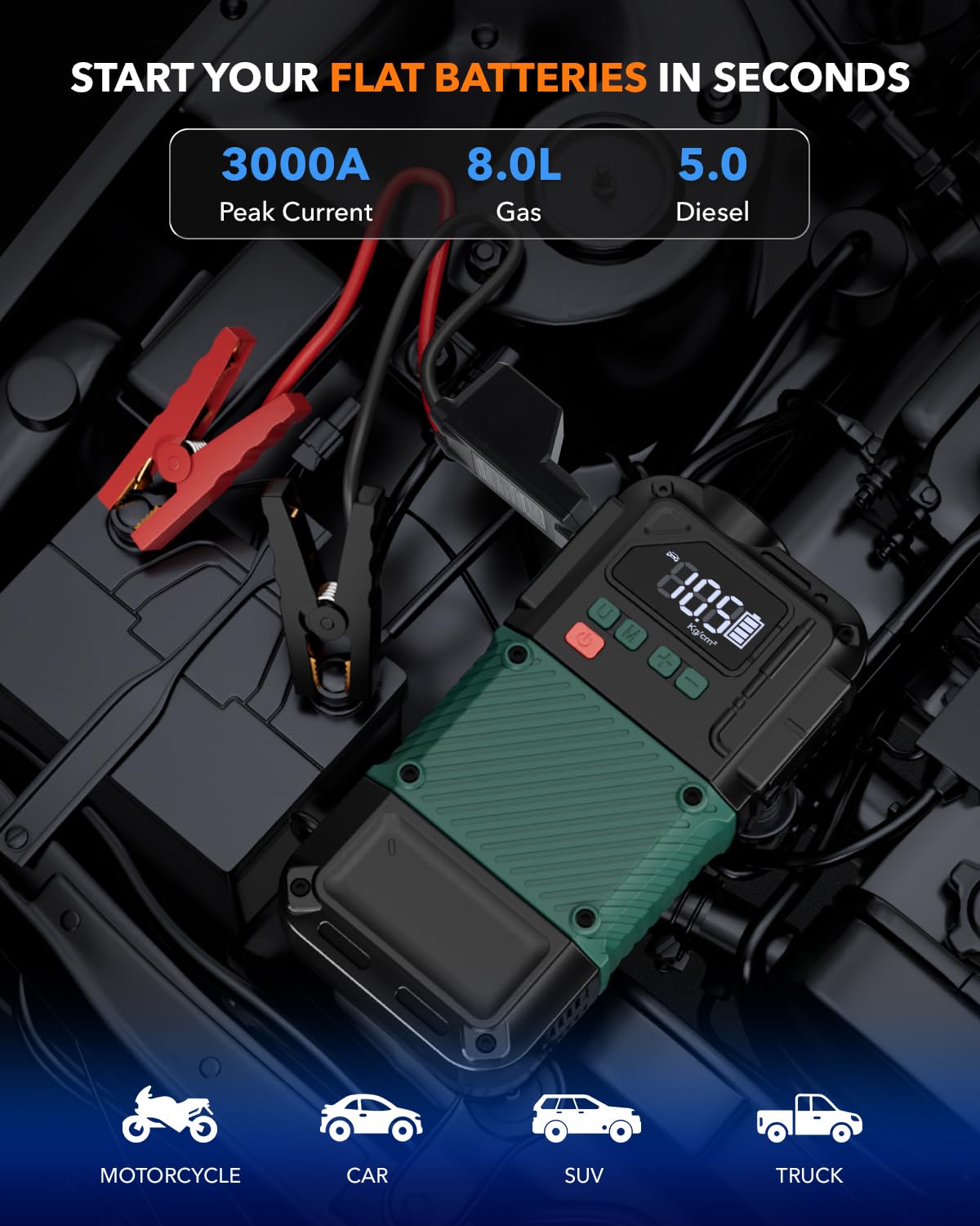 Portable Car Jump Starter and Air Compressor