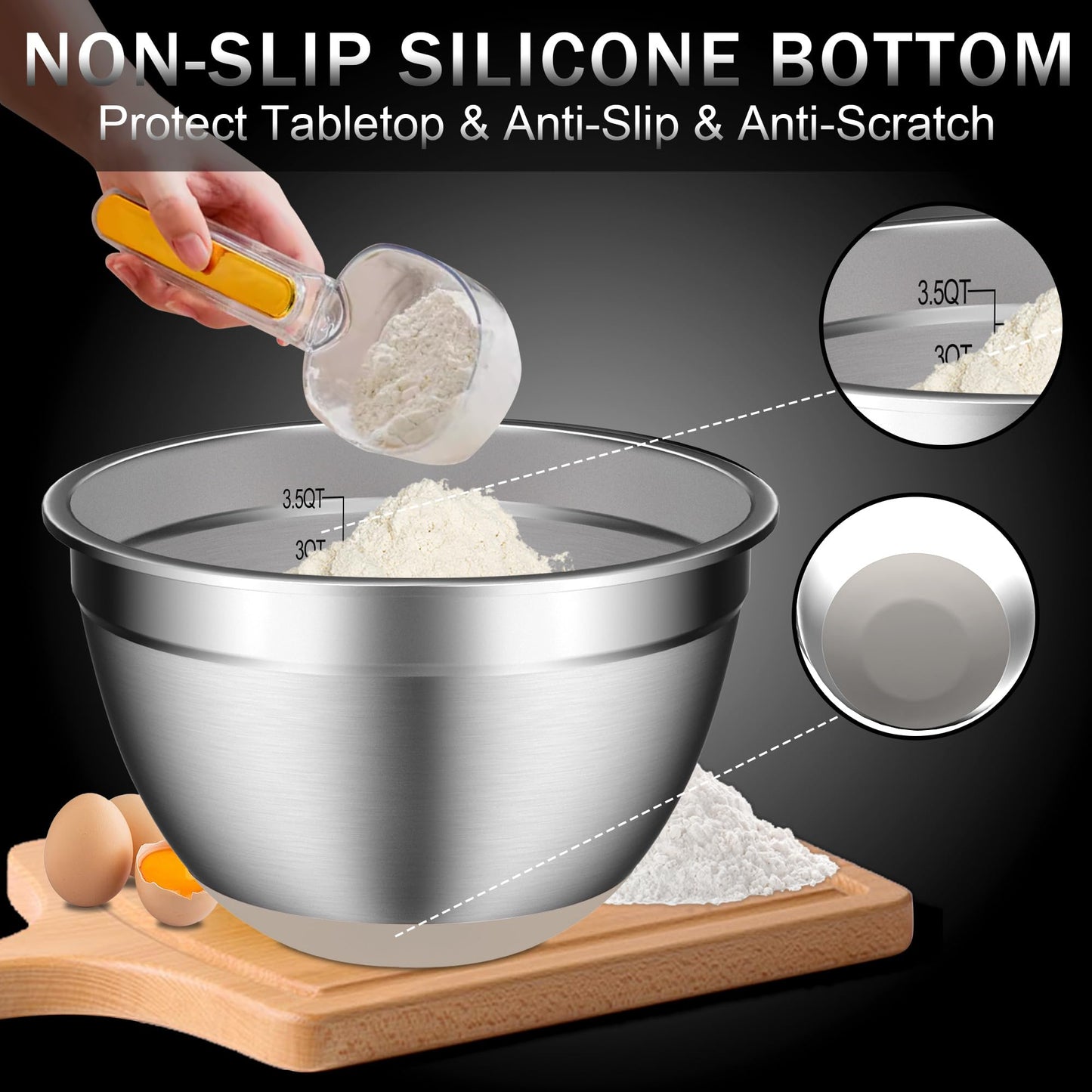 DUTZUN 5-Piece Stainless Steel Mixing Bowl Set