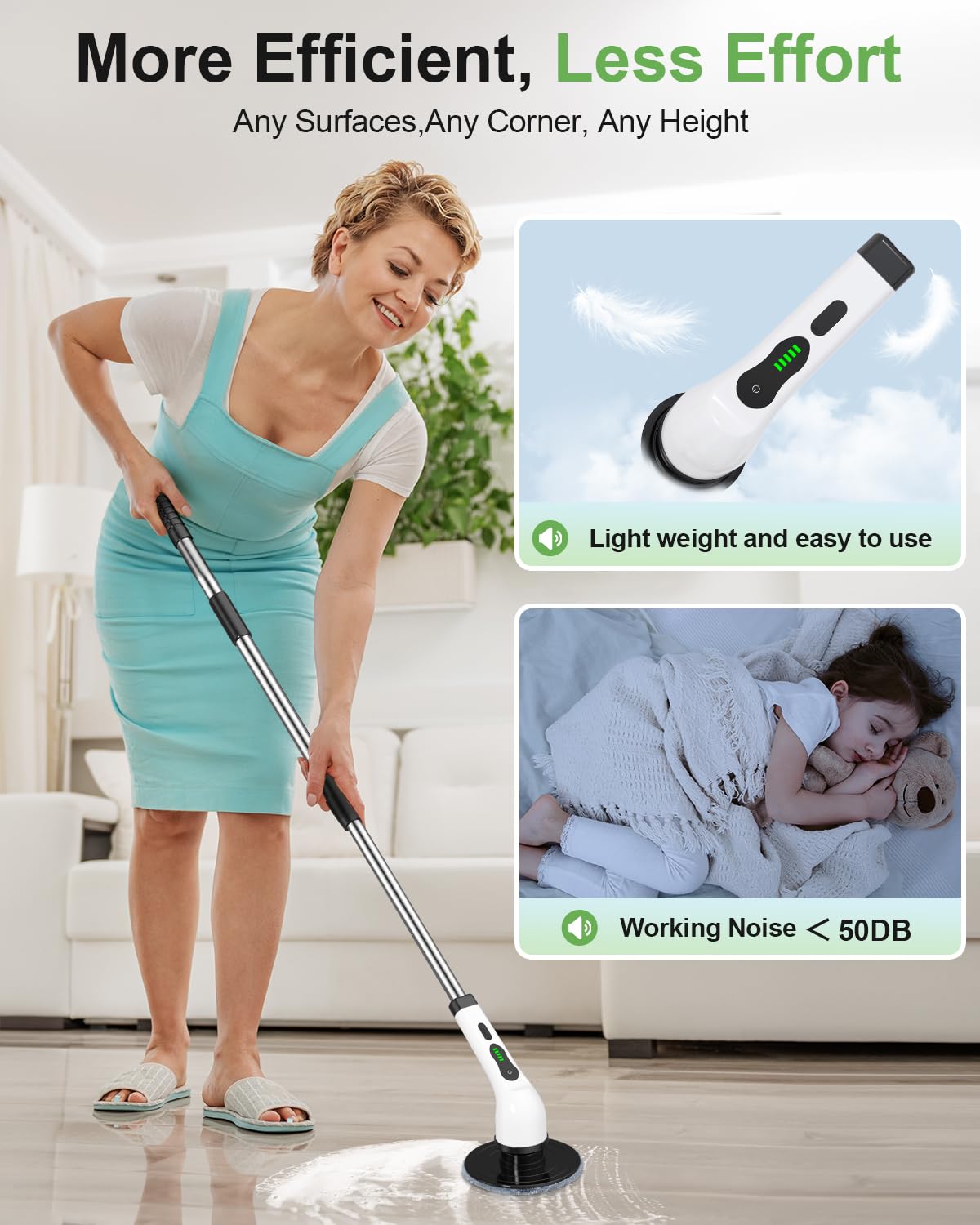 Cordless Electric Spin Scrubber with 9 Brush Heads