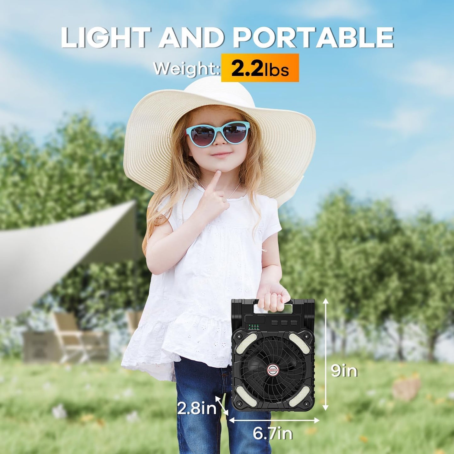 Solar Powered Camping Fan with LED Lantern