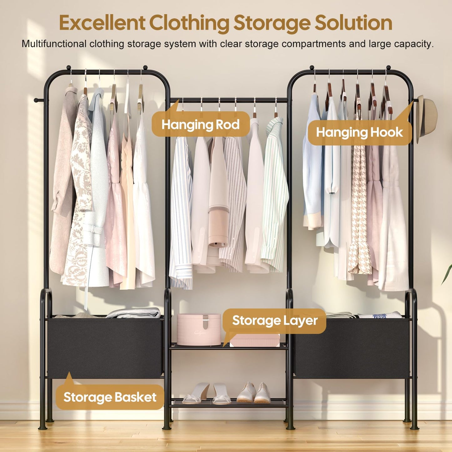 Heavy Duty Garment Rack for Clothes Storage