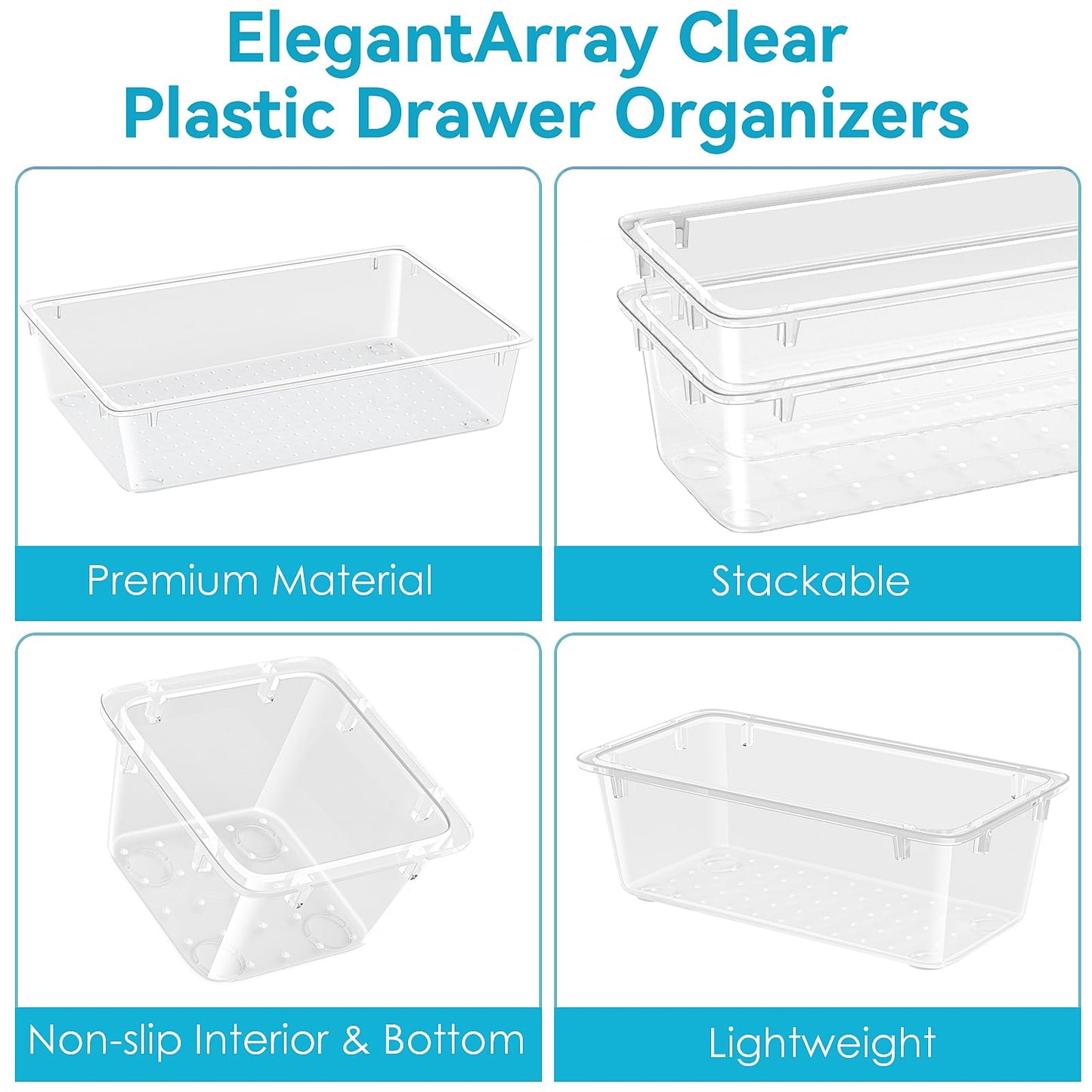 12 PCS Clear Drawer Organizer Set for Makeup