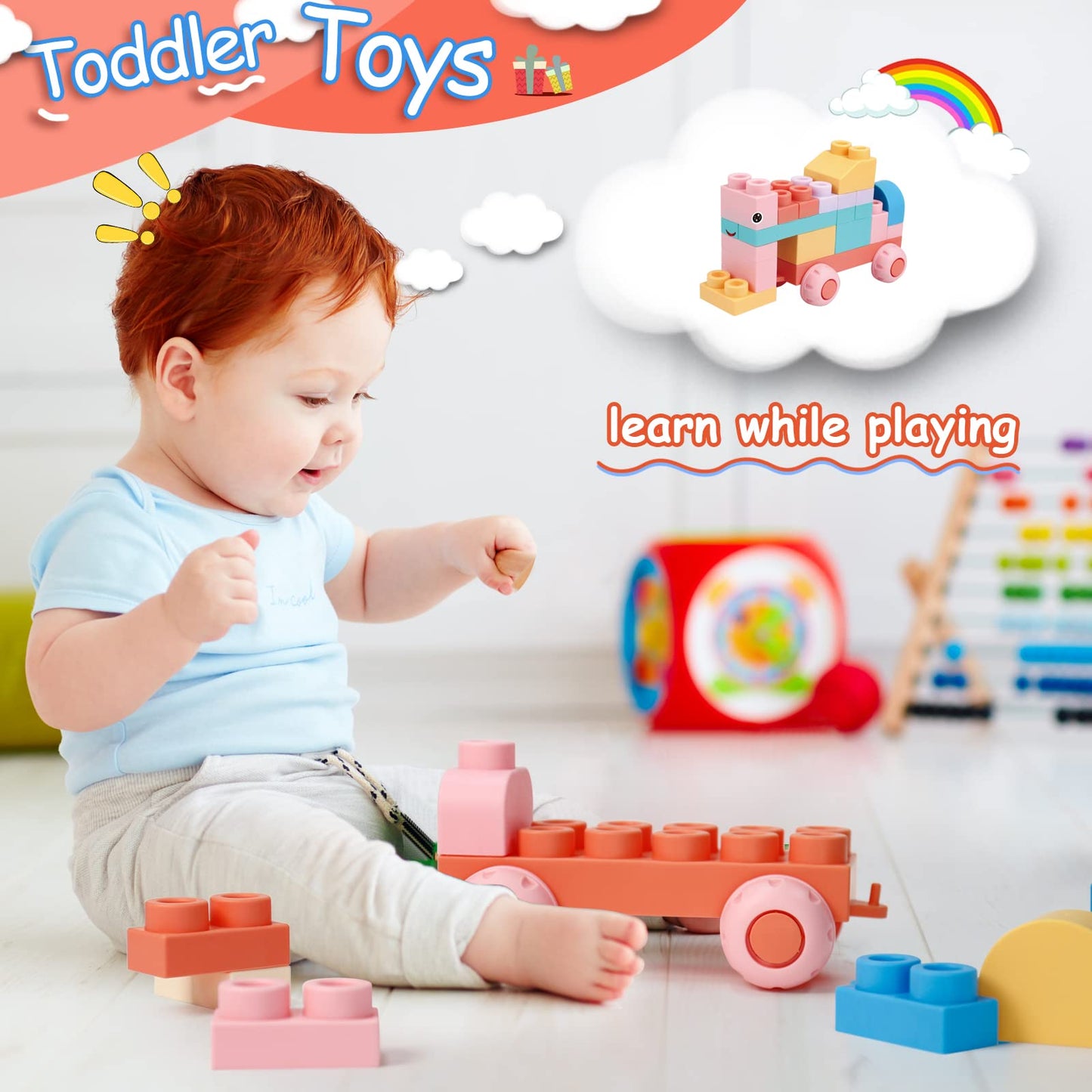 78 STEM Soft Building Blocks Set for Toddlers