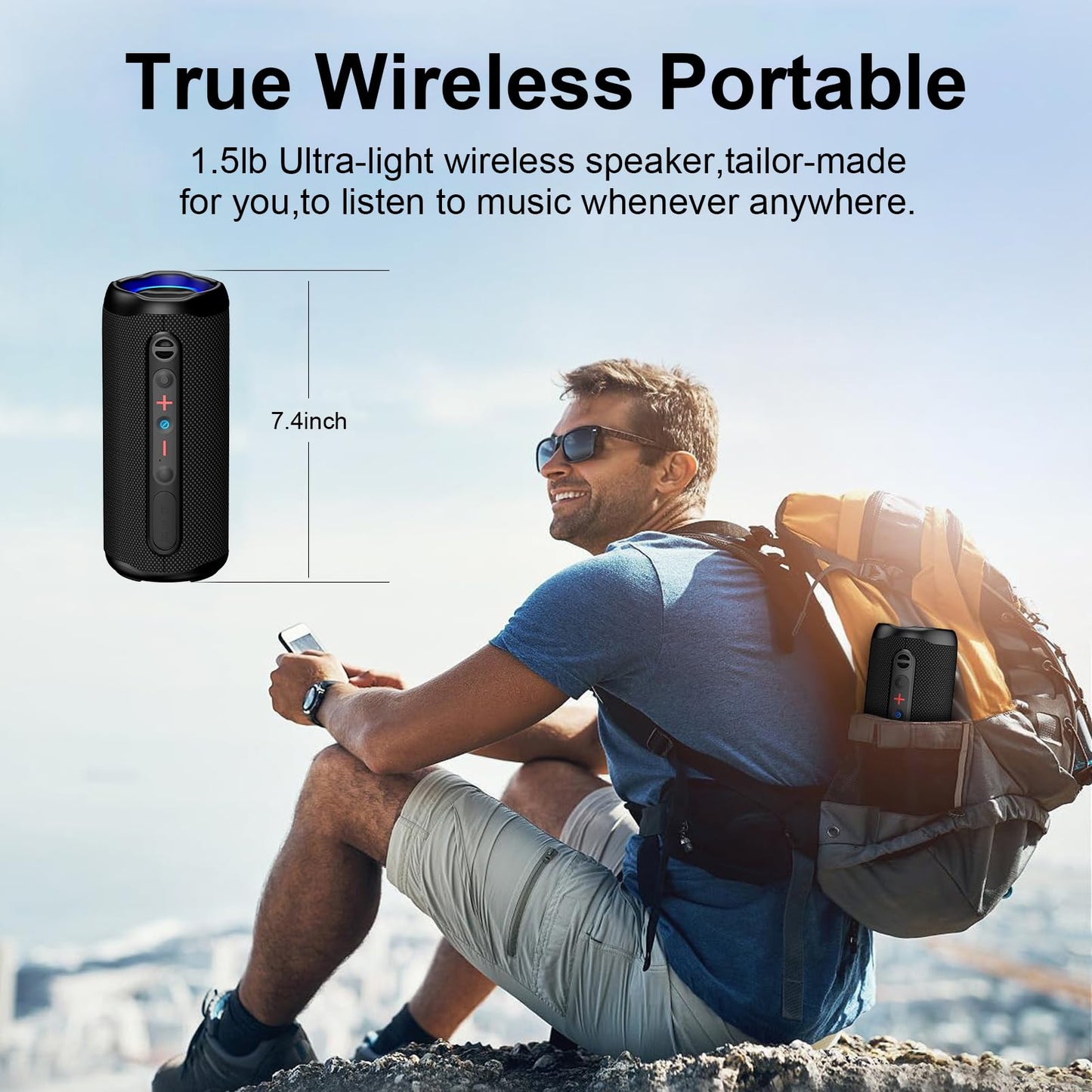 Bluetooth Portable Speaker with 16W Stereo Sound