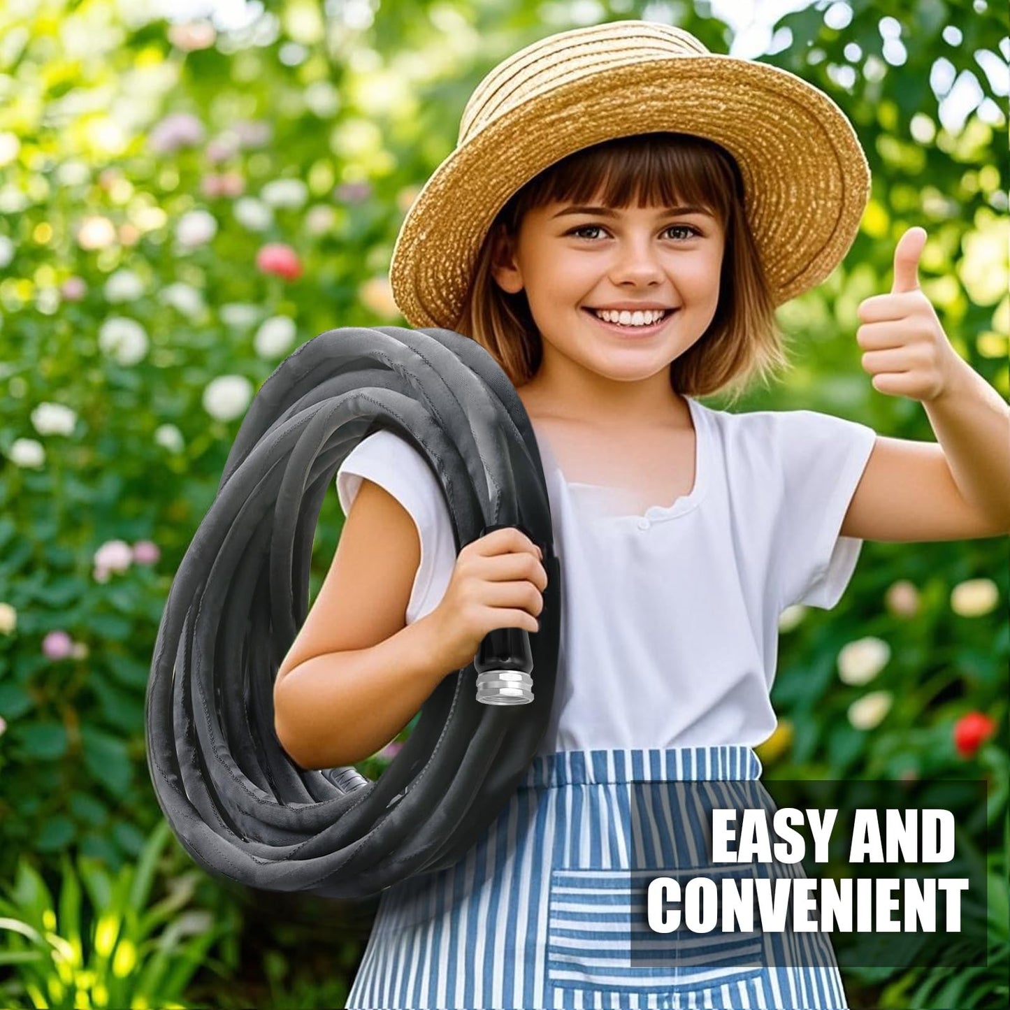 100ft Non-Expanding Garden Hose with Spray Nozzle