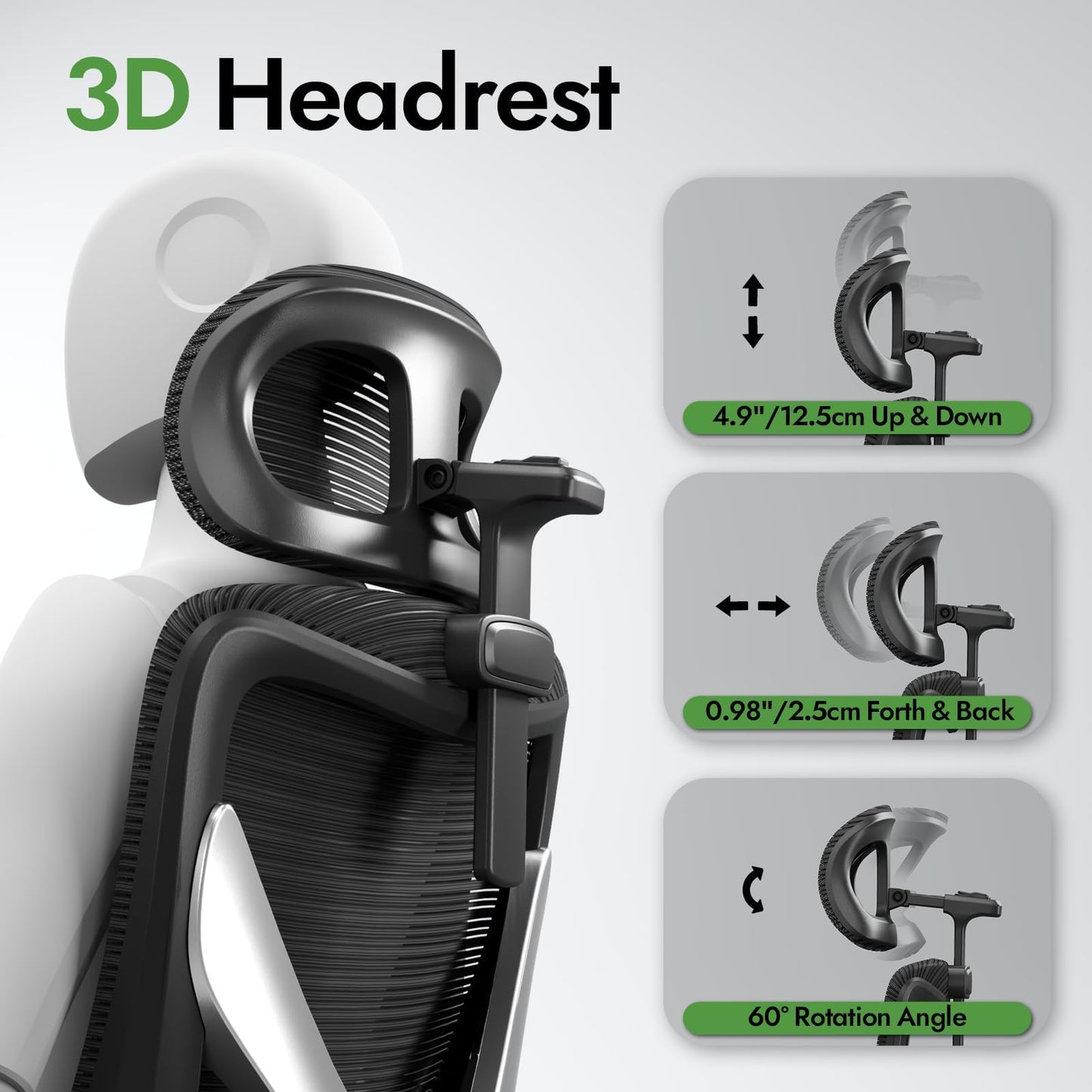 Ergalithic Ergonomic Office Chair - X-Shaped Computer Desk Chair Comfy, Gaming Chair, Office Chair with Lumbar Support, Mesh Office Chairs with Headrests, Desk Chair for Long Hours (Black Silver)