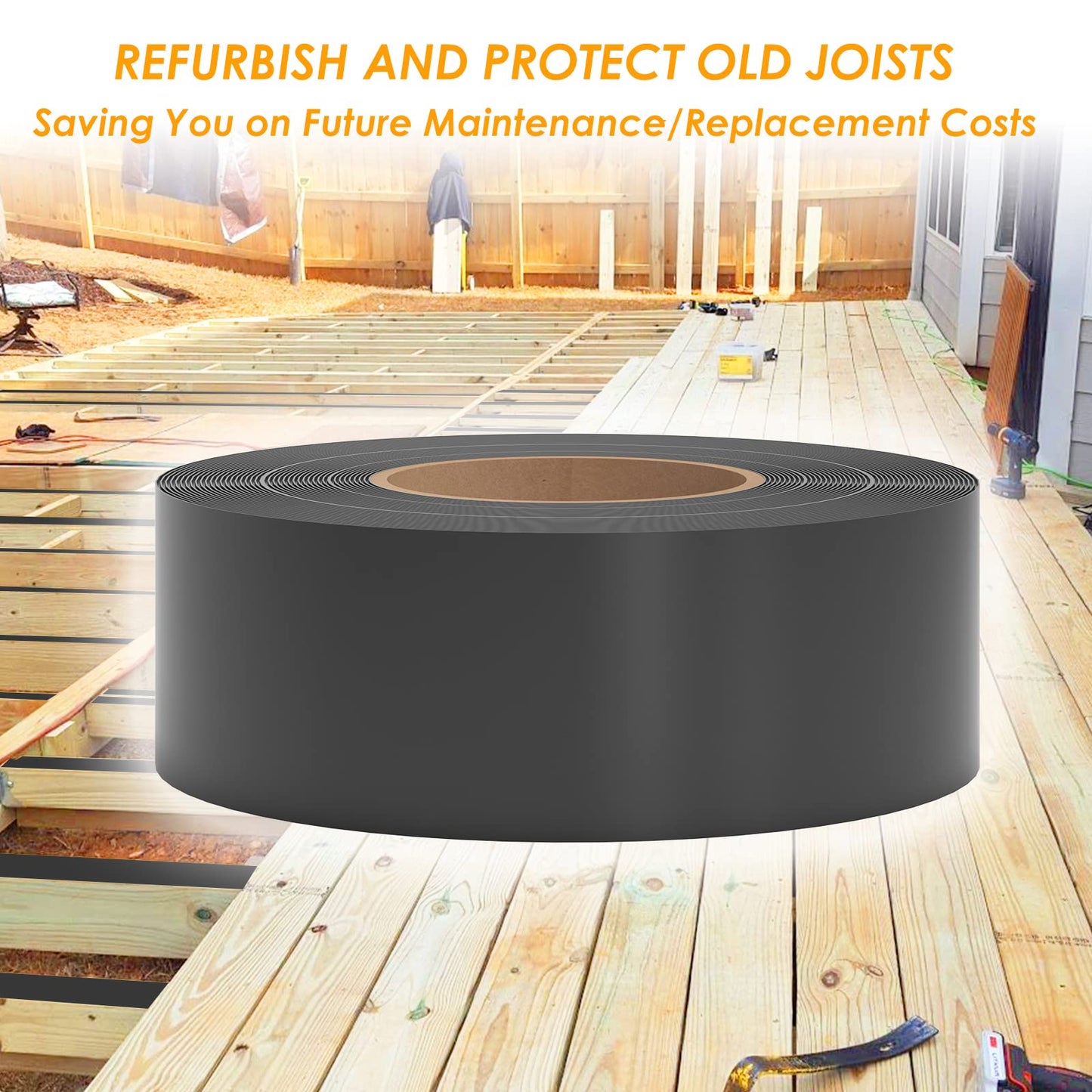 JOAPRIL Joist Tape 2" x 50', 4 Pack Butyl Joist Tape for decking, Deck Joist Tape for Top of Joists, Rim Joists, Under Joists and Beams