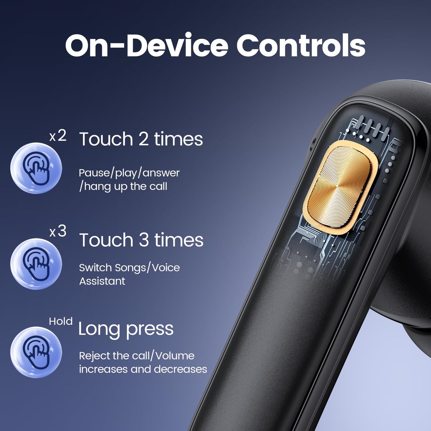 Bluetooth Headphones Ear Buds 68Hrs Playtime Wireless Earbuds Deep Bass with Mic Earphones in Ear IPX7 Waterproof Headset with Power Display Charging Case for Phone Tablet TV Business Sport Black