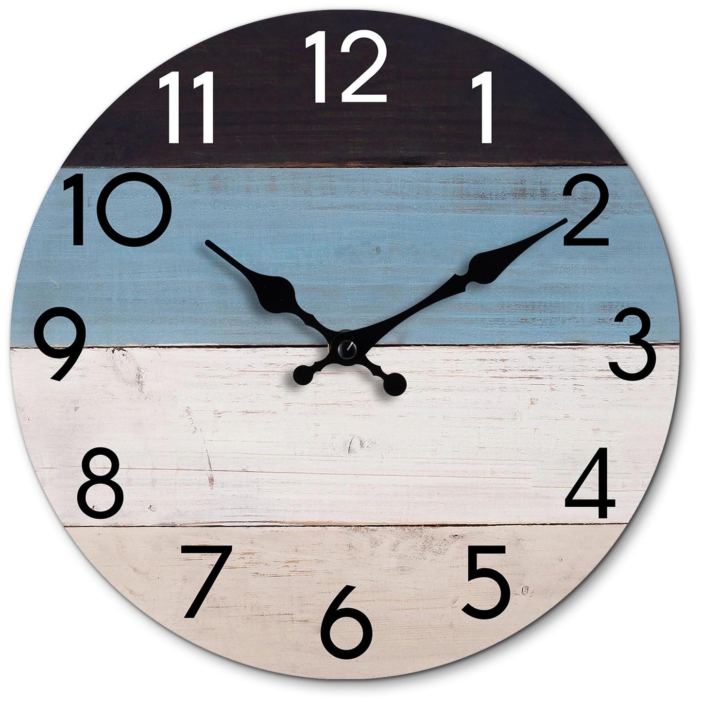 KECYET Wall Clock Silent Non-Ticking Beach Style Clocks Battery Operated Coastal Blue Country Retro Rustic Decorative for Pool Kitchen Bathroom Bedroom Home (8 Inch)