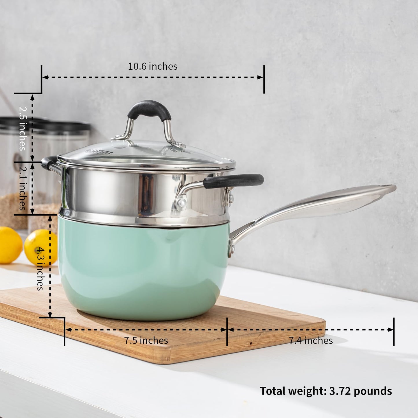 SLOTTET Nonstick Stainless Steel Saucepan with Lid