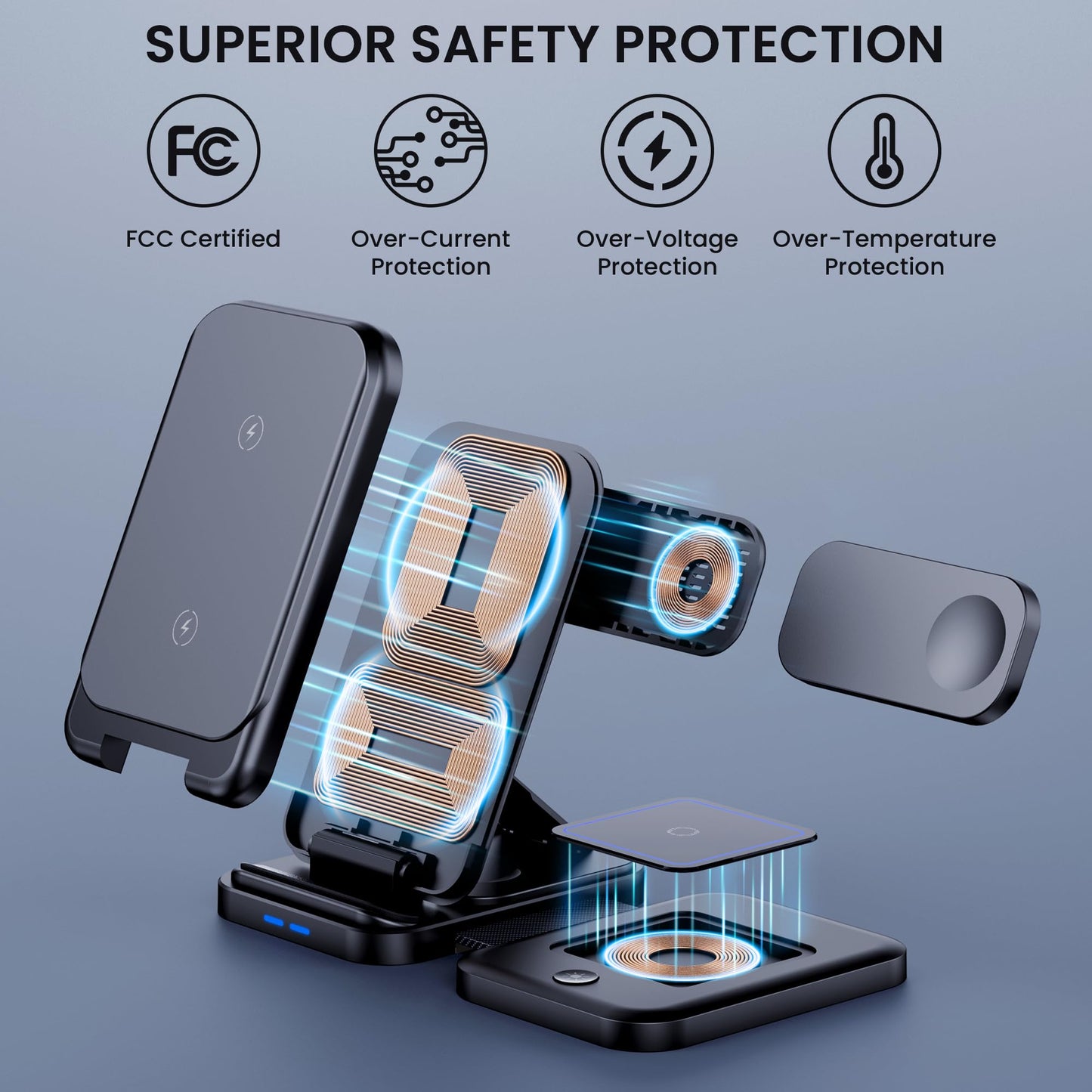 3 in 1 Wireless Charger Stand for iPhone & Watch