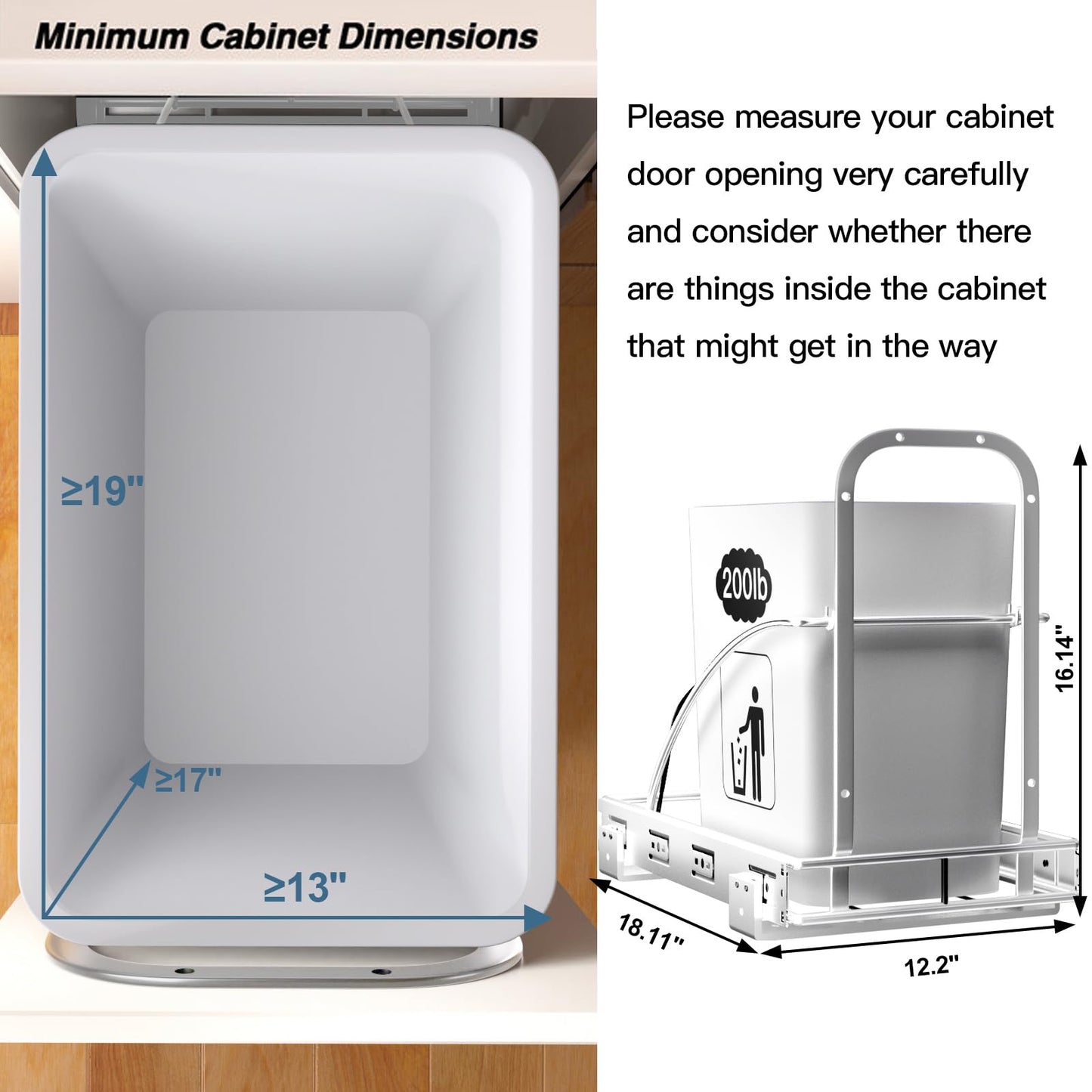 Pull Out Under Cabinet Trash Can Kit