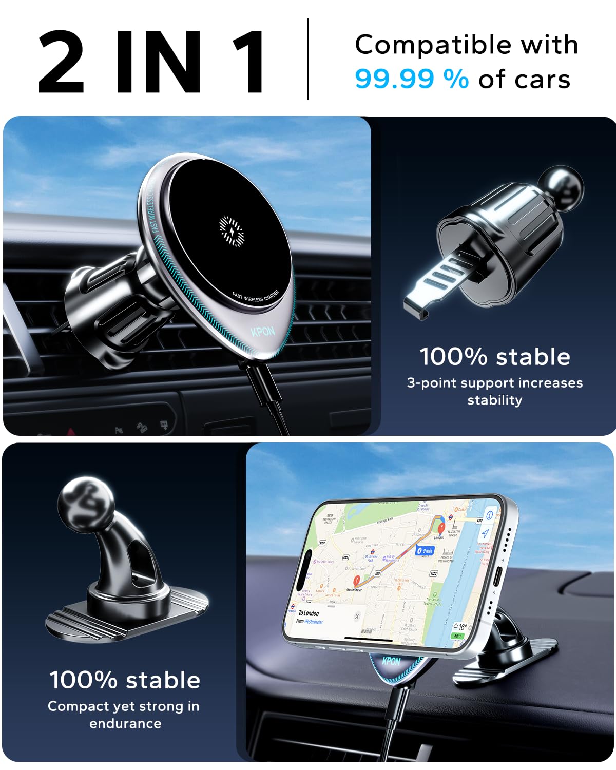 KPON Magsafe Car Phone Holder Charger