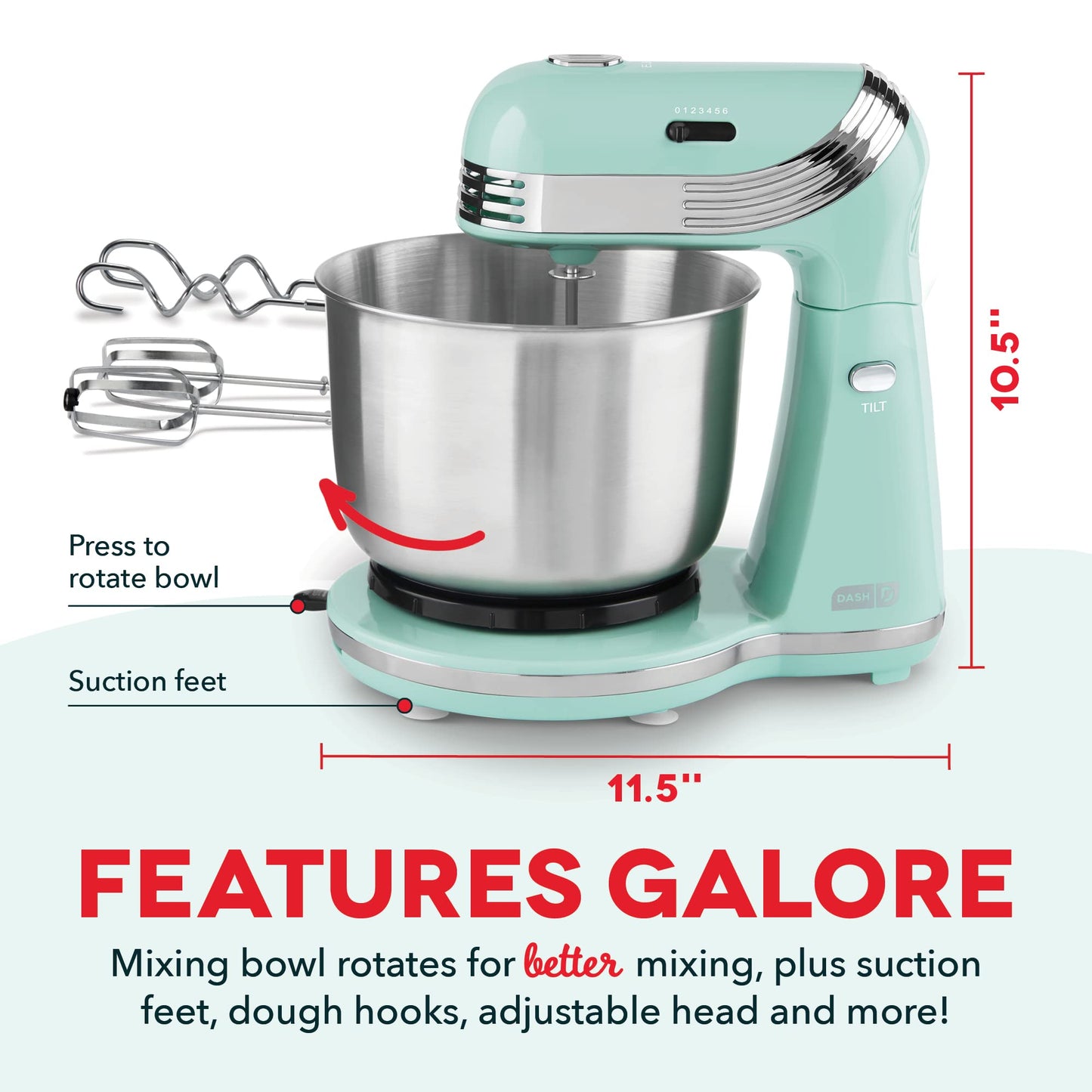 6-Speed DASH Stand Mixer with 3 Quart Bowl
