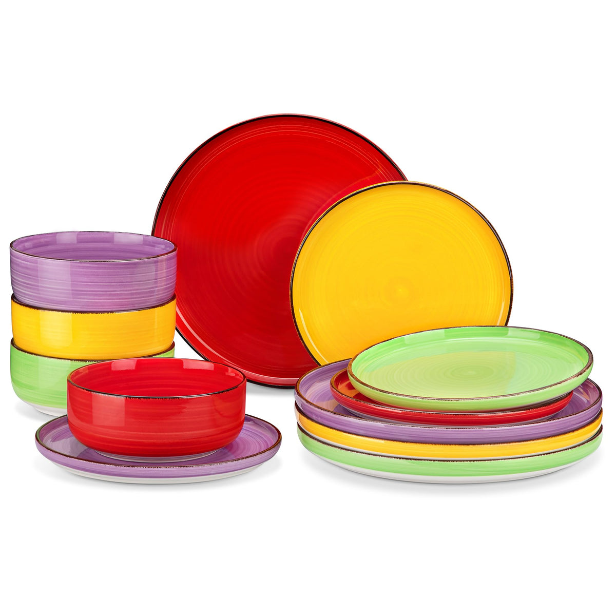 12 Piece Stoneware Dinnerware Set Plates and Bowls