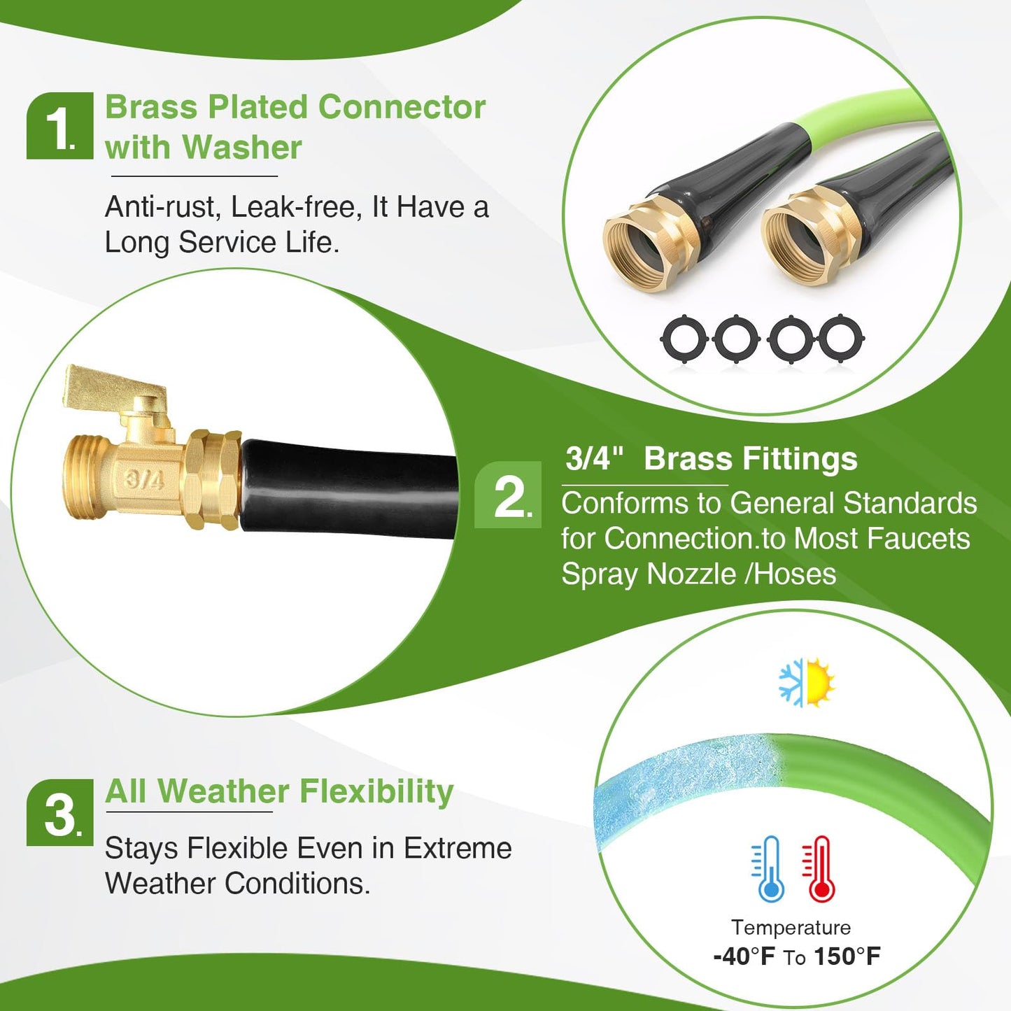 25ft Heavy Duty Leak Proof Garden Hose