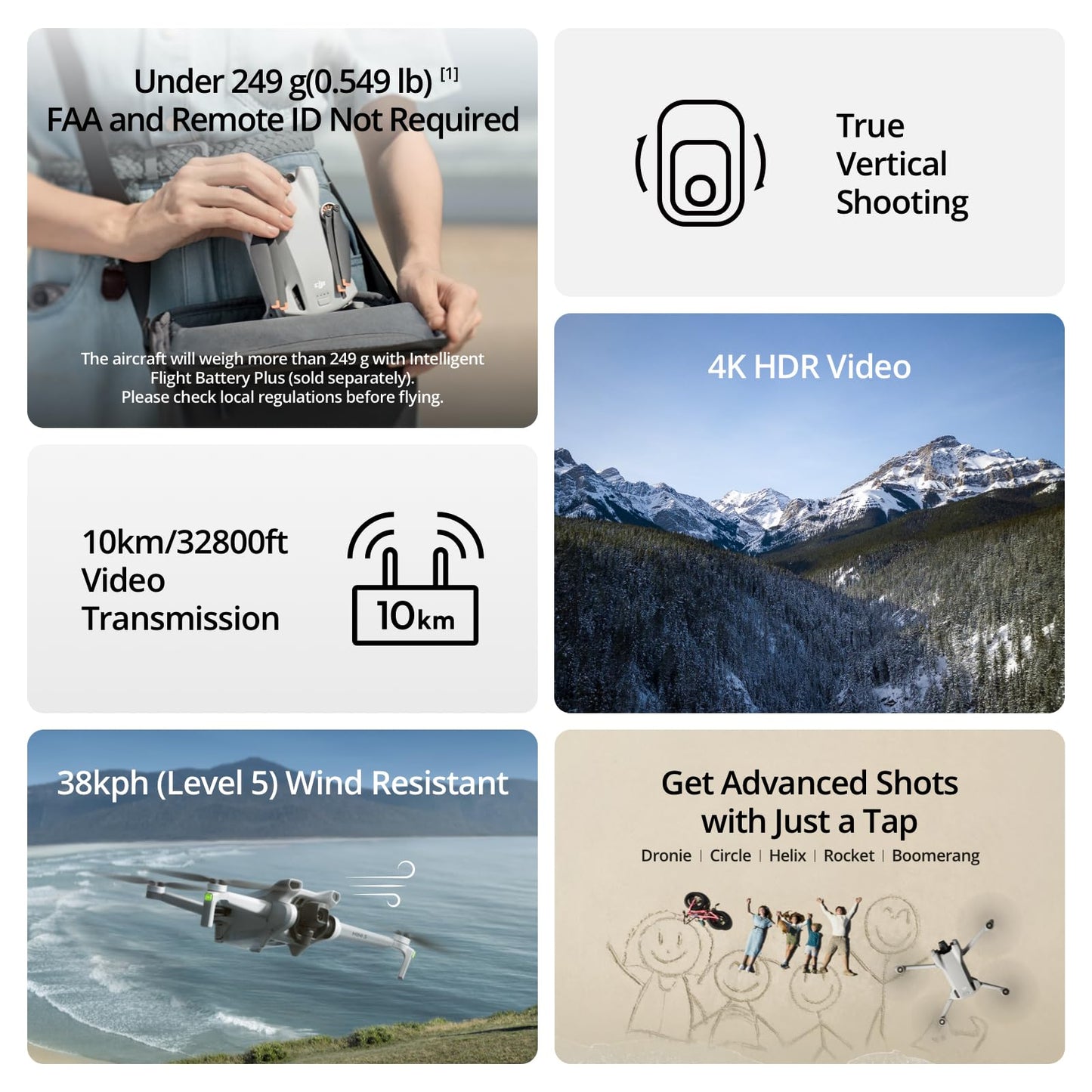DJI Mini 3 Fly More Combo (DJI RC), Lightweight 3x Mechanical Gimbal Mini Camera Drone with 4K HDR Video, 3 batteries for 114-min Flight Time, Vertical Shooting, 32800ft (10km) Video Transmission