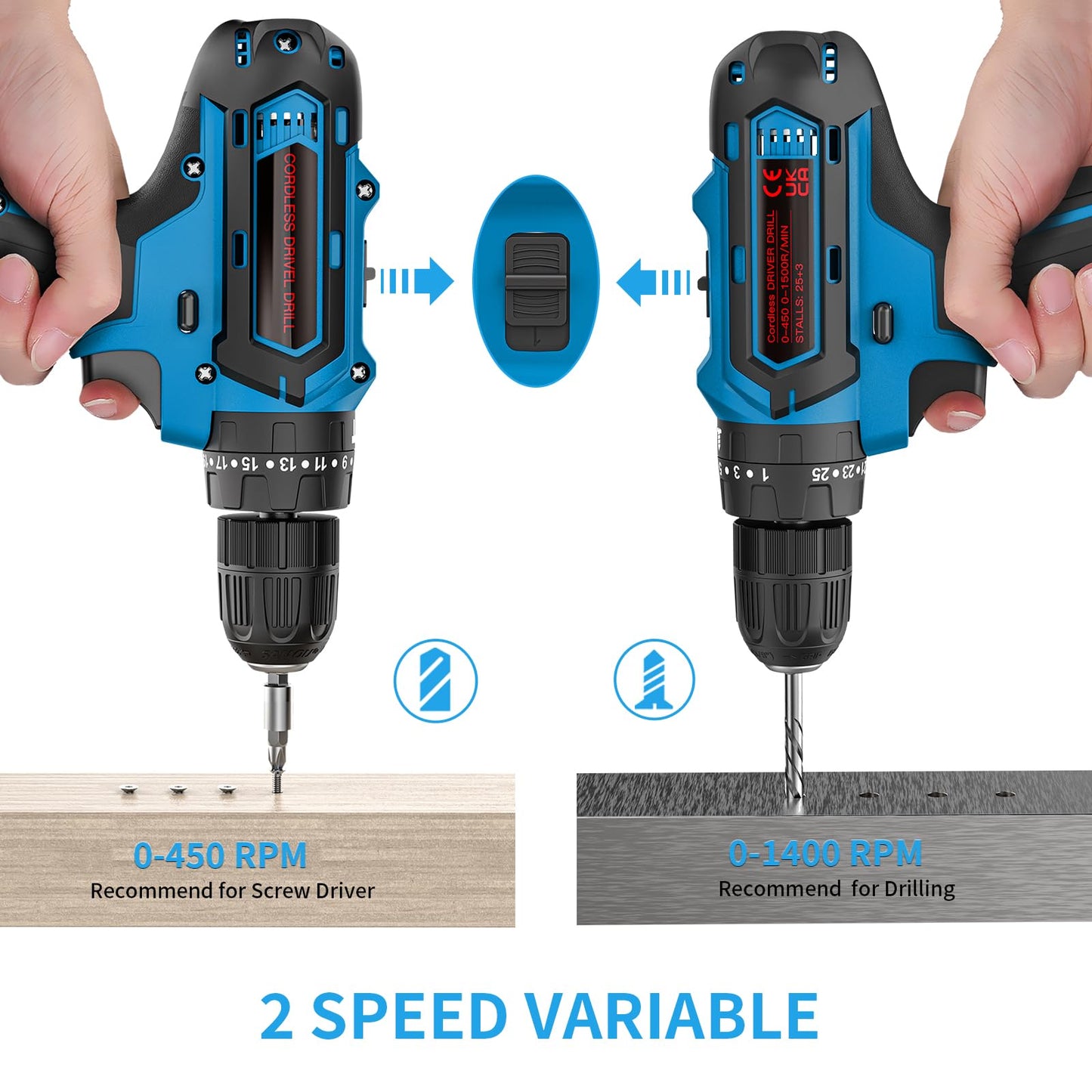 Jaylene 21V Cordless Power Drill Set with Batteries