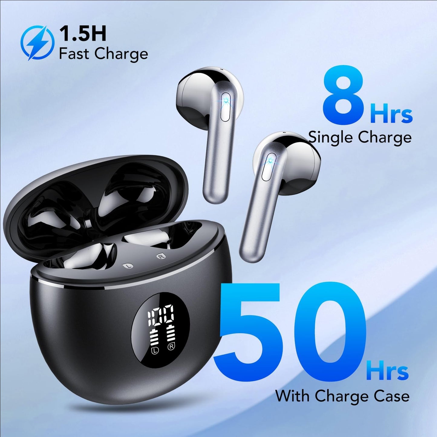 Wireless Earbuds with Deep Bass and Noise Cancelling
