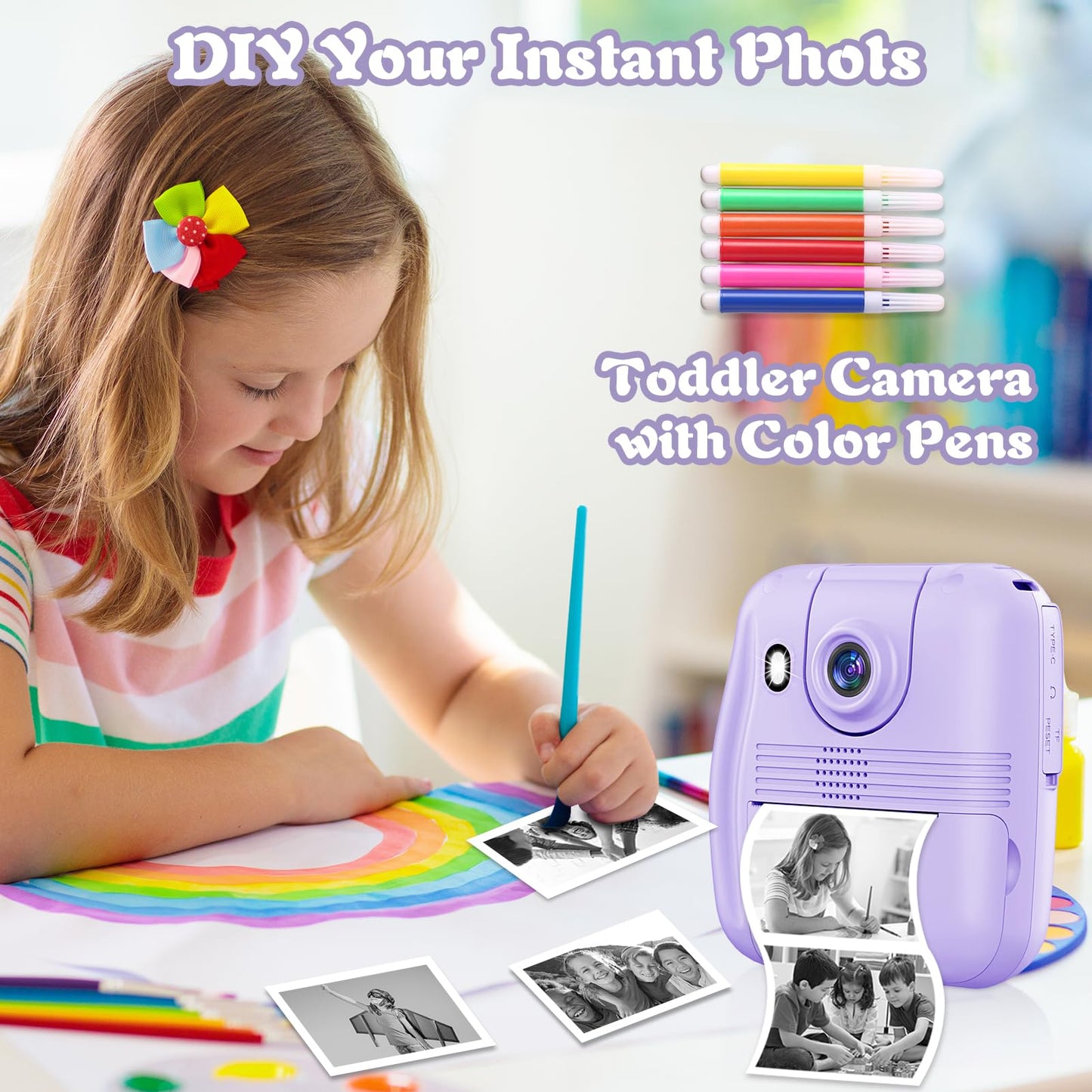 Kids Instant Print Camera with 32GB Card