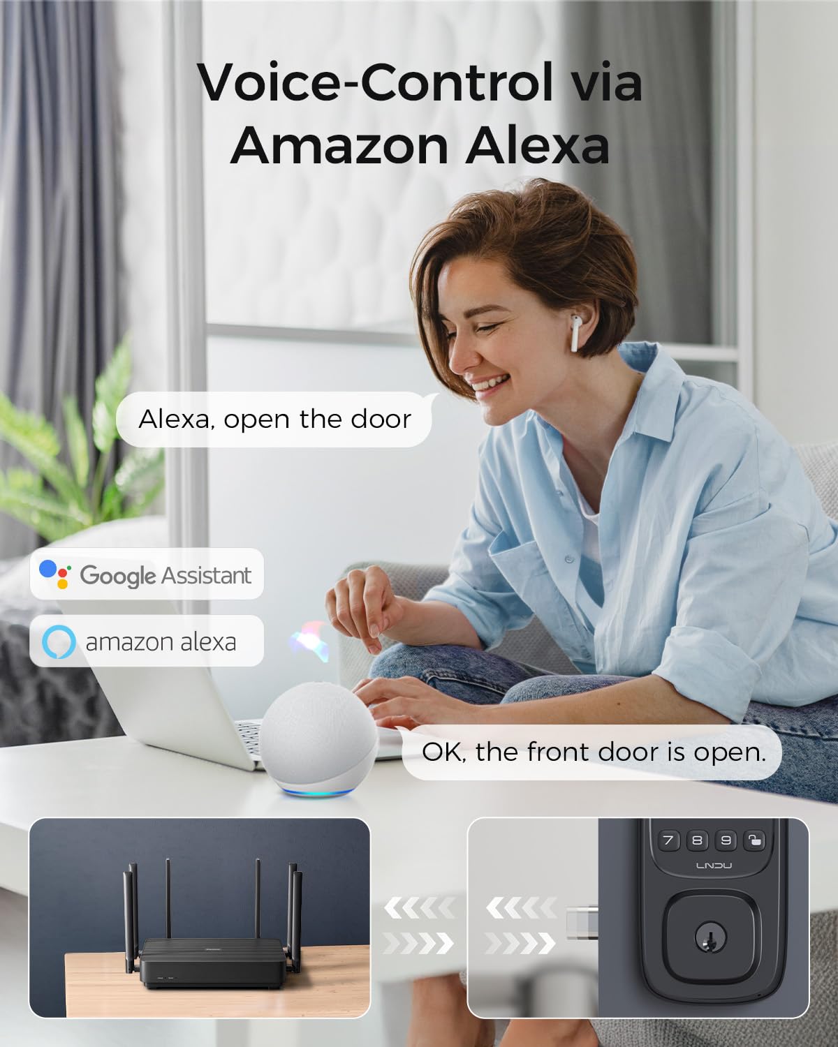 WiFi Smart Keypad Deadbolt with Fingerprint Access