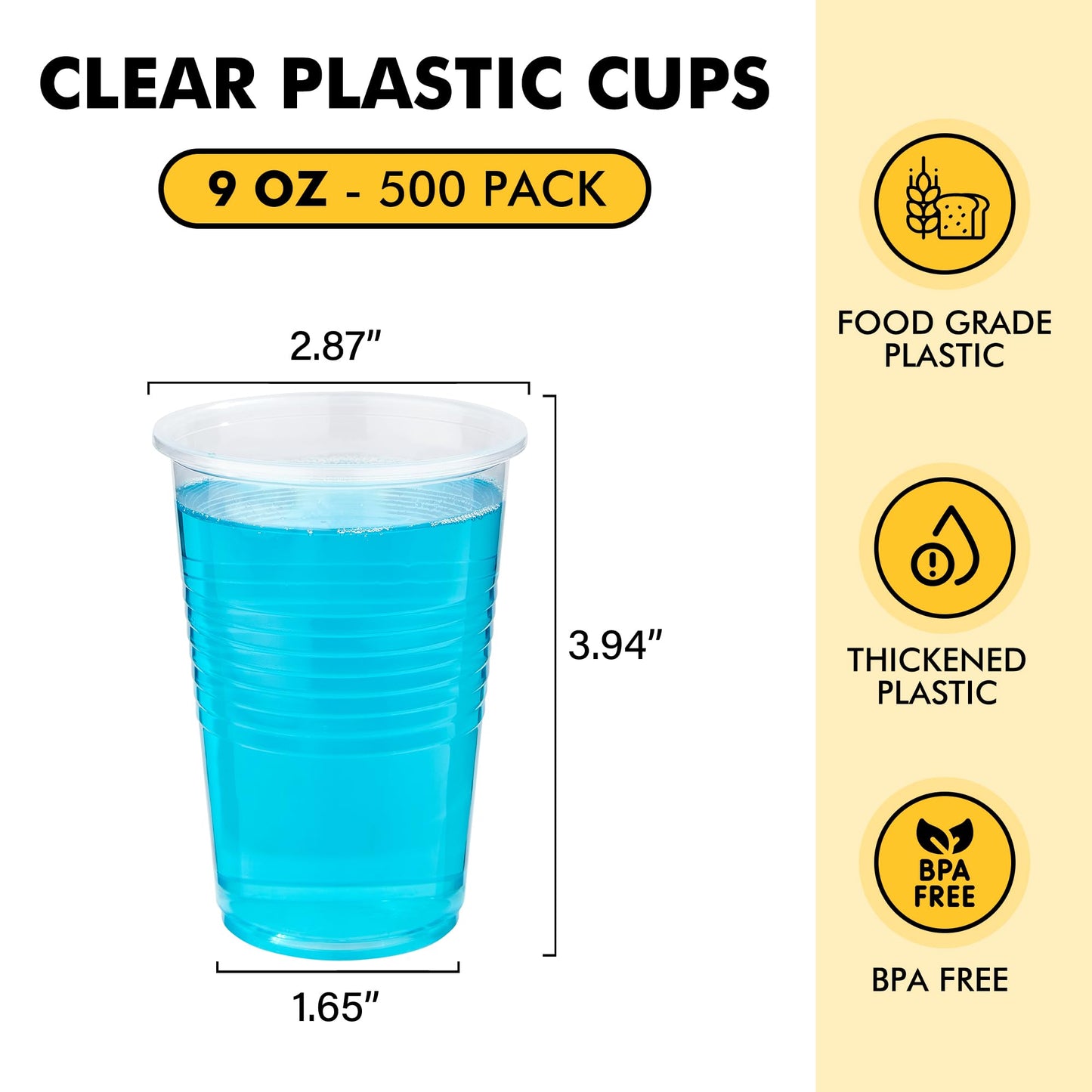 500 Pack Clear Disposable Plastic Party Cups