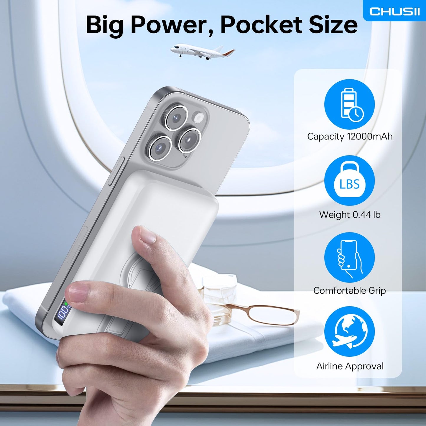 12000mAh MagSafe Wireless Power Bank with Stand