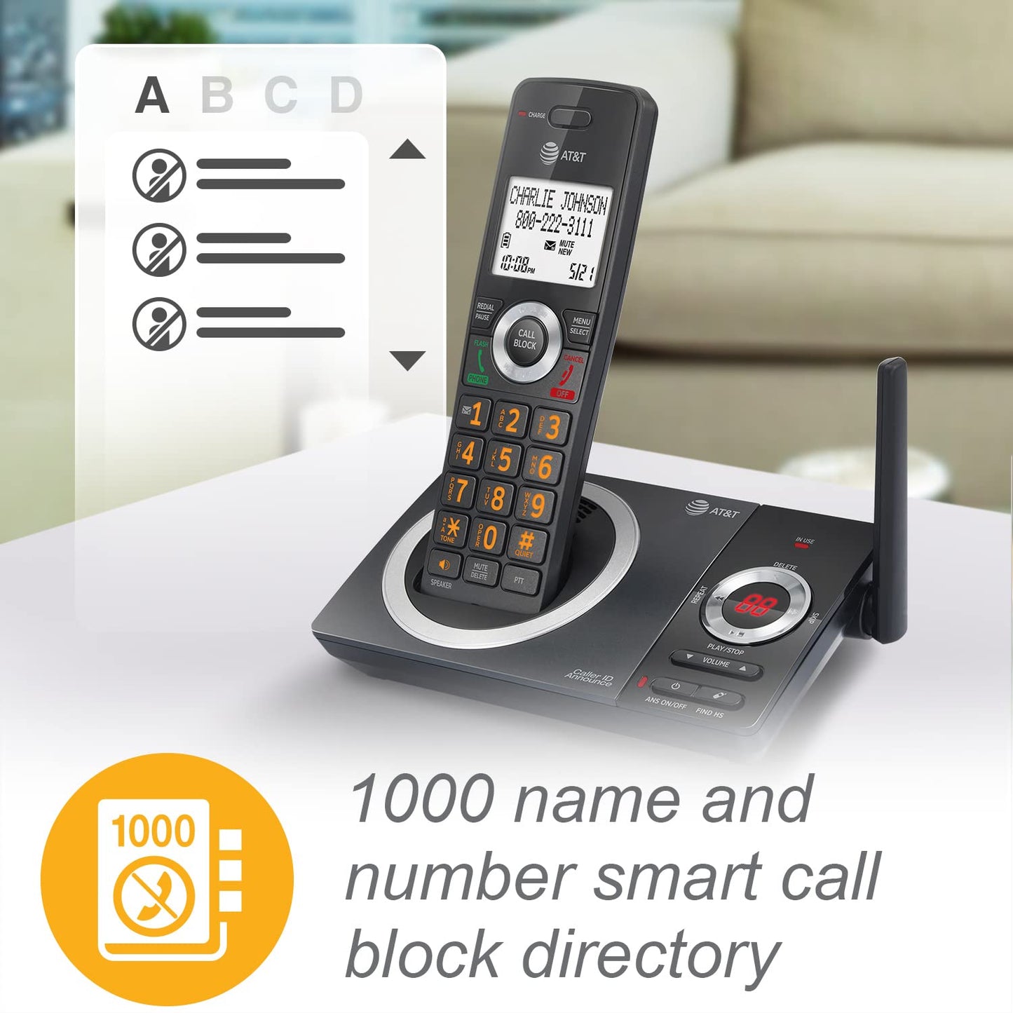 AT&T Cordless Phone with Answering Machine, 3 Handsets