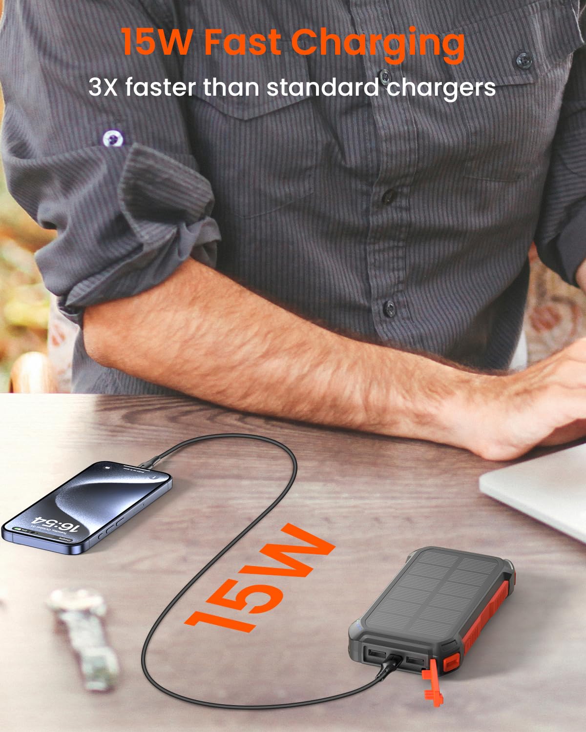 Bilivein Solar Power Bank 26800mAh with Flashlight