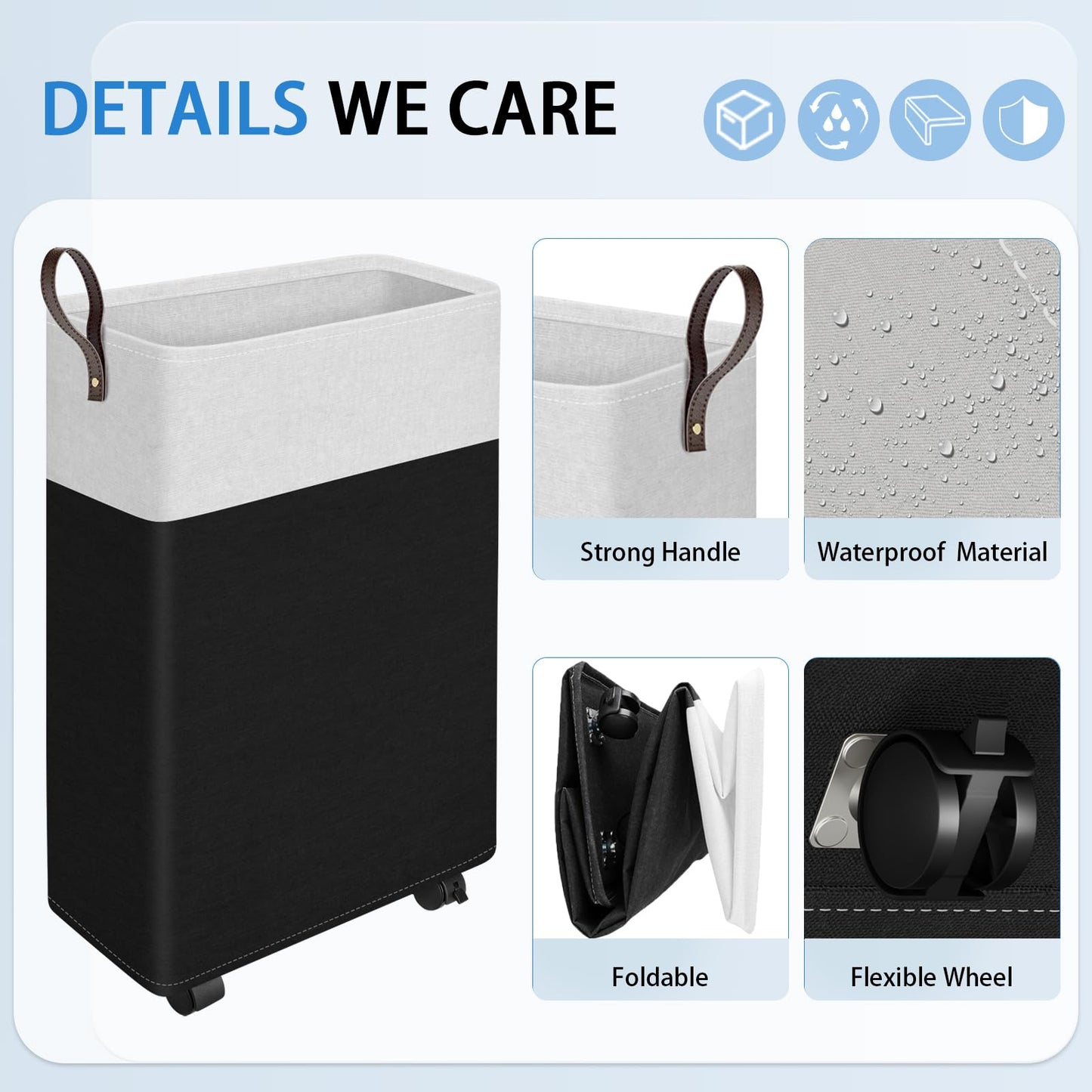 50L Rolling Laundry Basket with Wheels