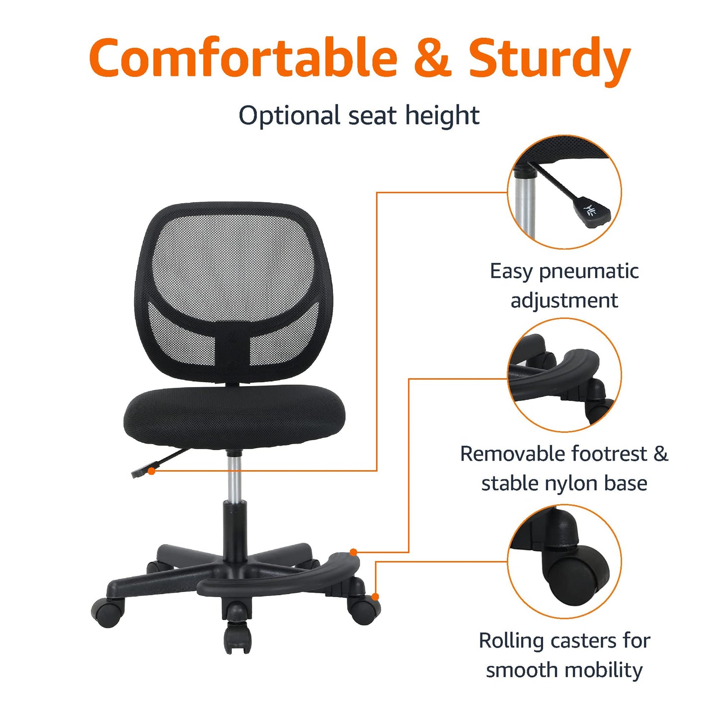 Kids Adjustable Low-Back Swivel Desk Chair